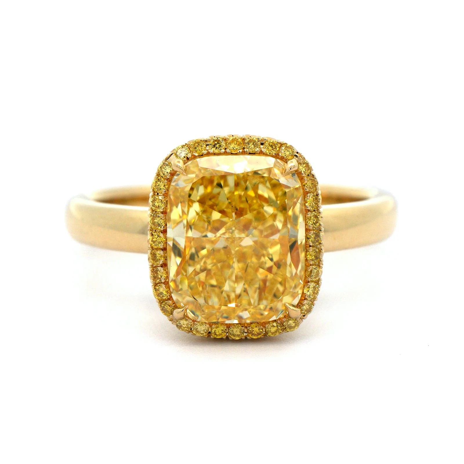 18K Yellow Gold Elongated Cushion Cut Diamond Engagement Ring - Image 5