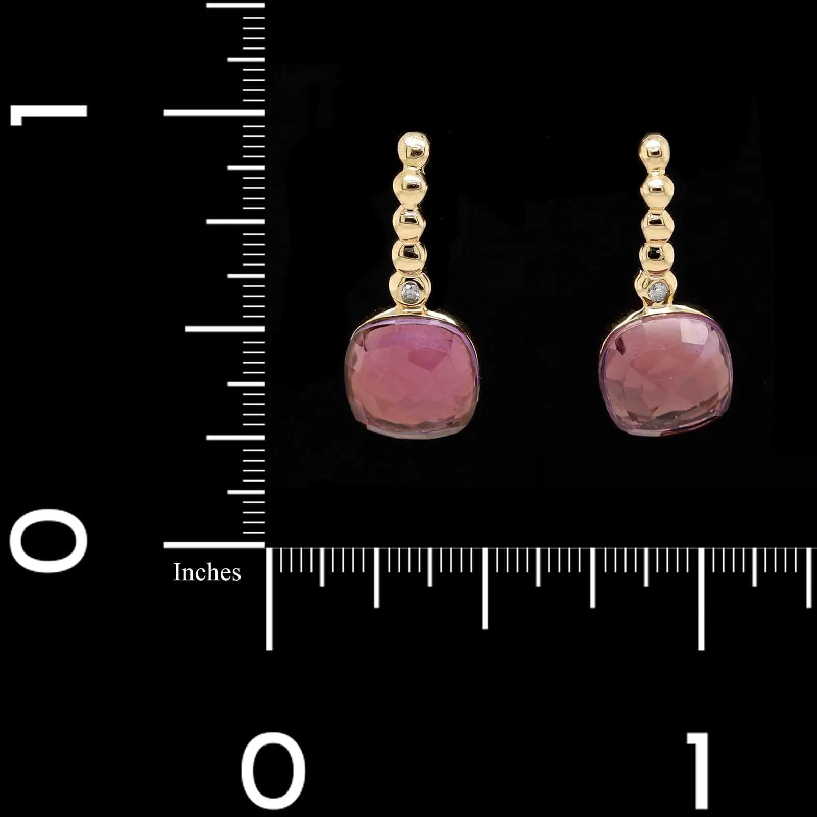 18K Yellow Gold Estate Amethyst and Diamond Earrings - Image 2