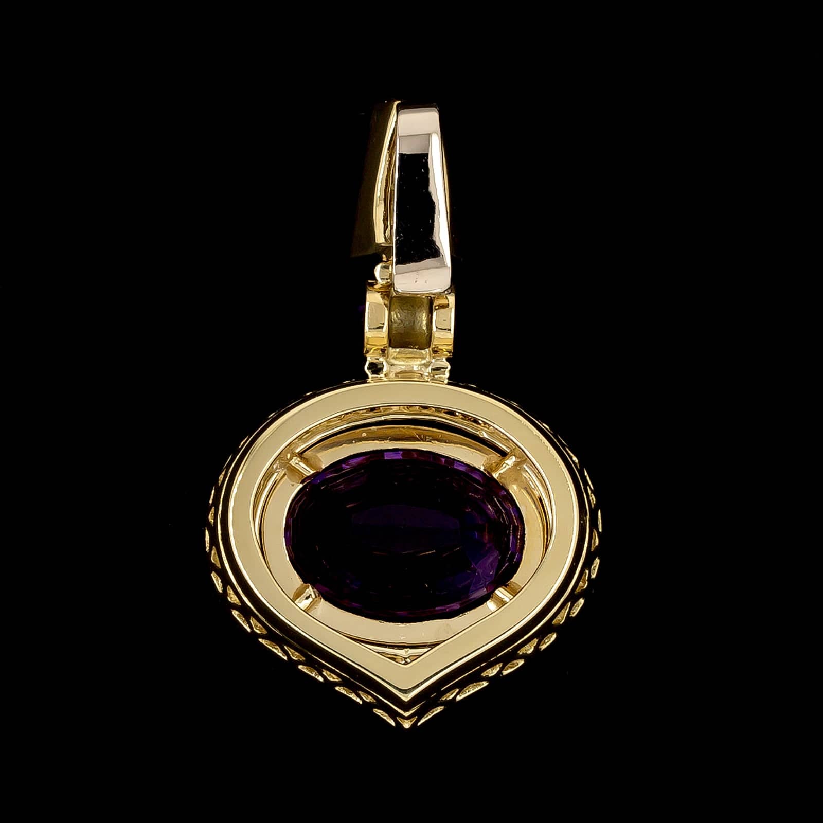 18K Yellow Gold Estate Amethyst and Diamond Pendant Enhancer - Image 2