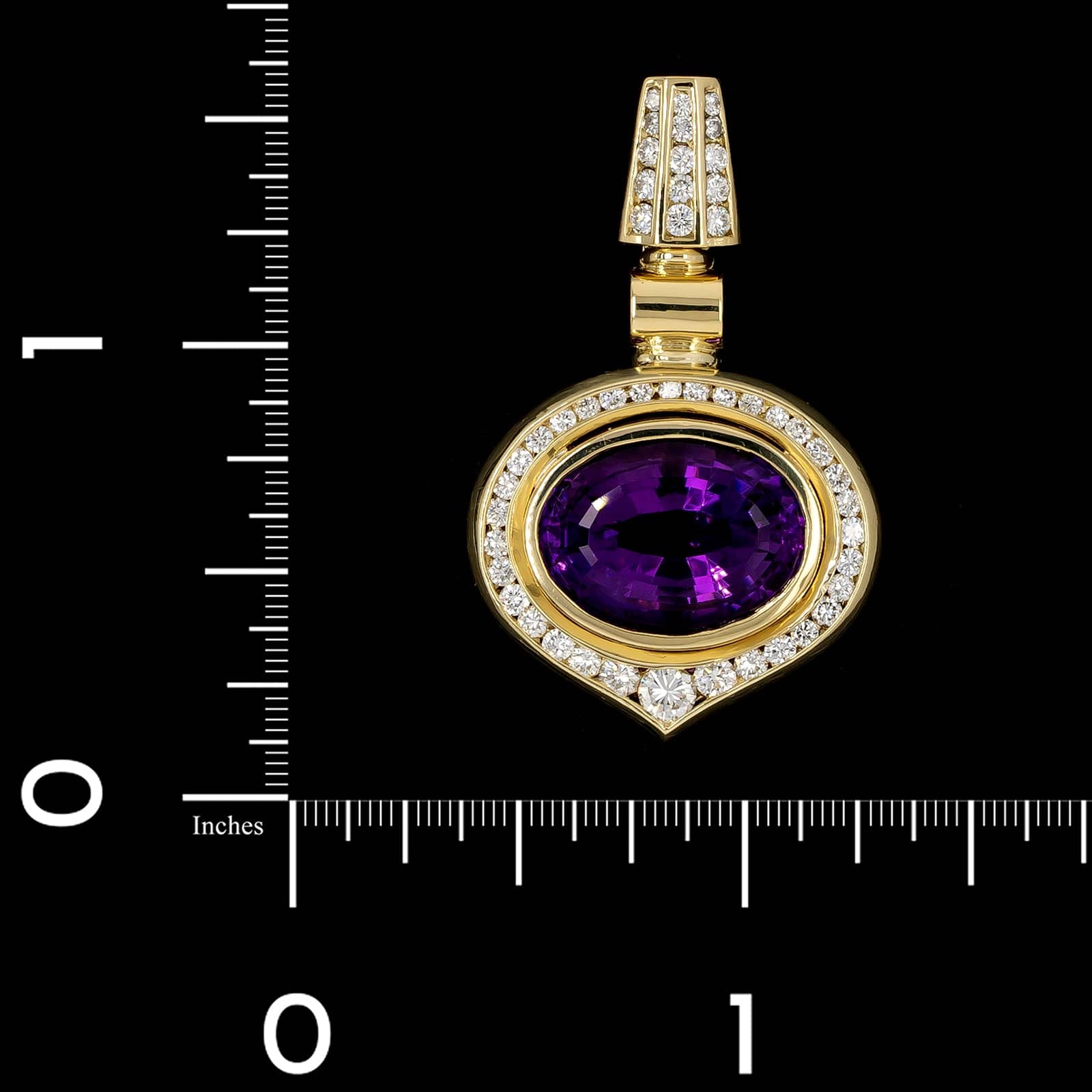 18K Yellow Gold Estate Amethyst and Diamond Pendant Enhancer - Image 3
