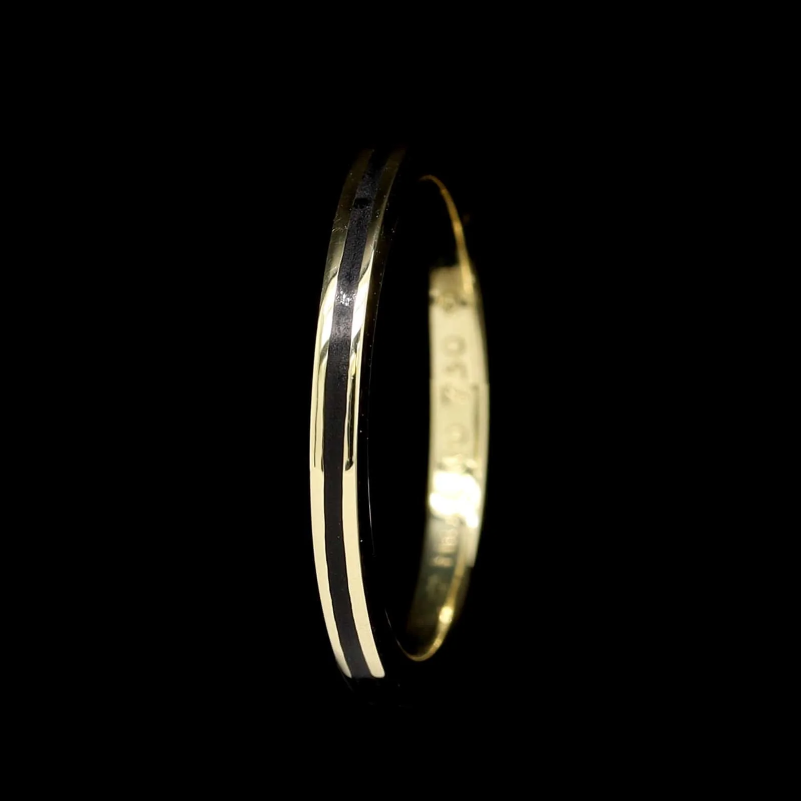 18K Yellow Gold Estate Black Enamel Stack Band - Image 2