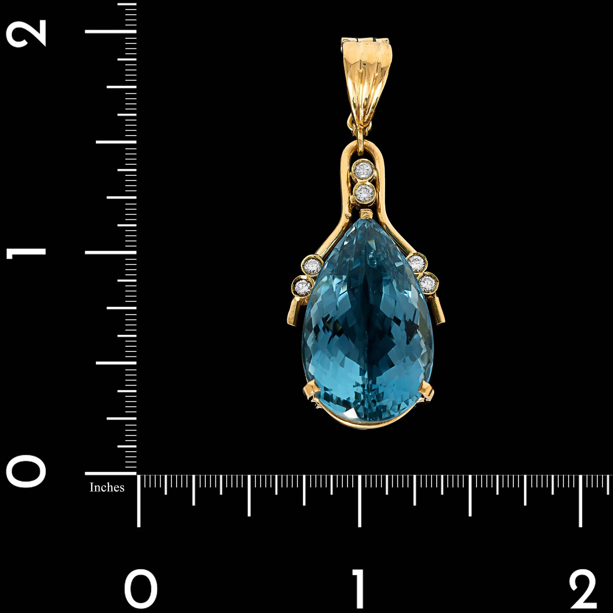 18K Yellow Gold Estate Blue Topaz and Diamond Pendant Enhancer - Image 3