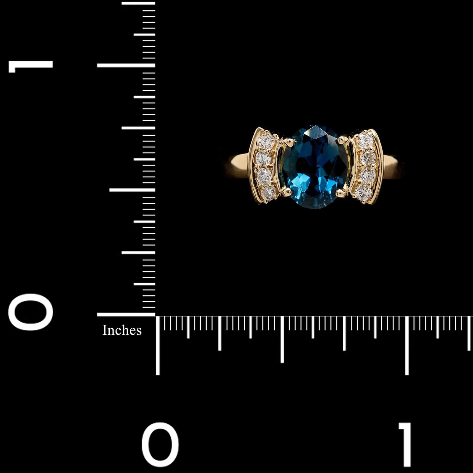 18K Yellow Gold Estate Blue Topaz and Diamond Ring - Image 4