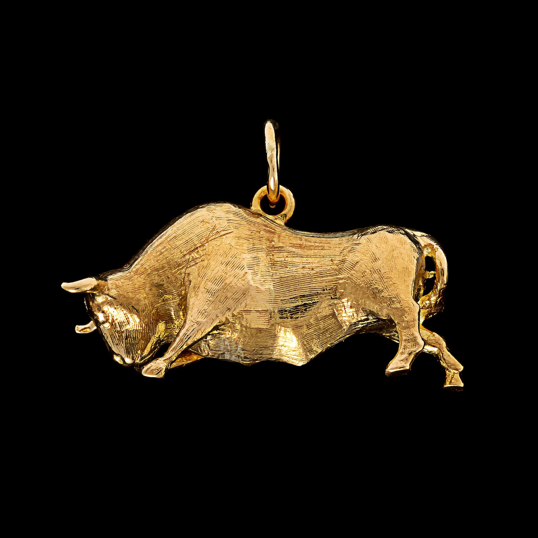 18K Yellow Gold Estate Bull Charm