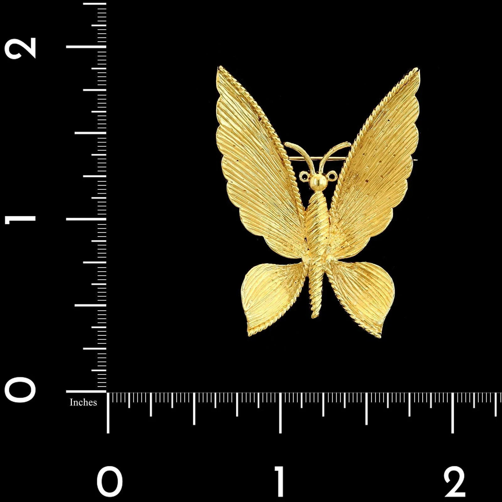 18K Yellow Gold Estate Butterfly Pin - Image 3