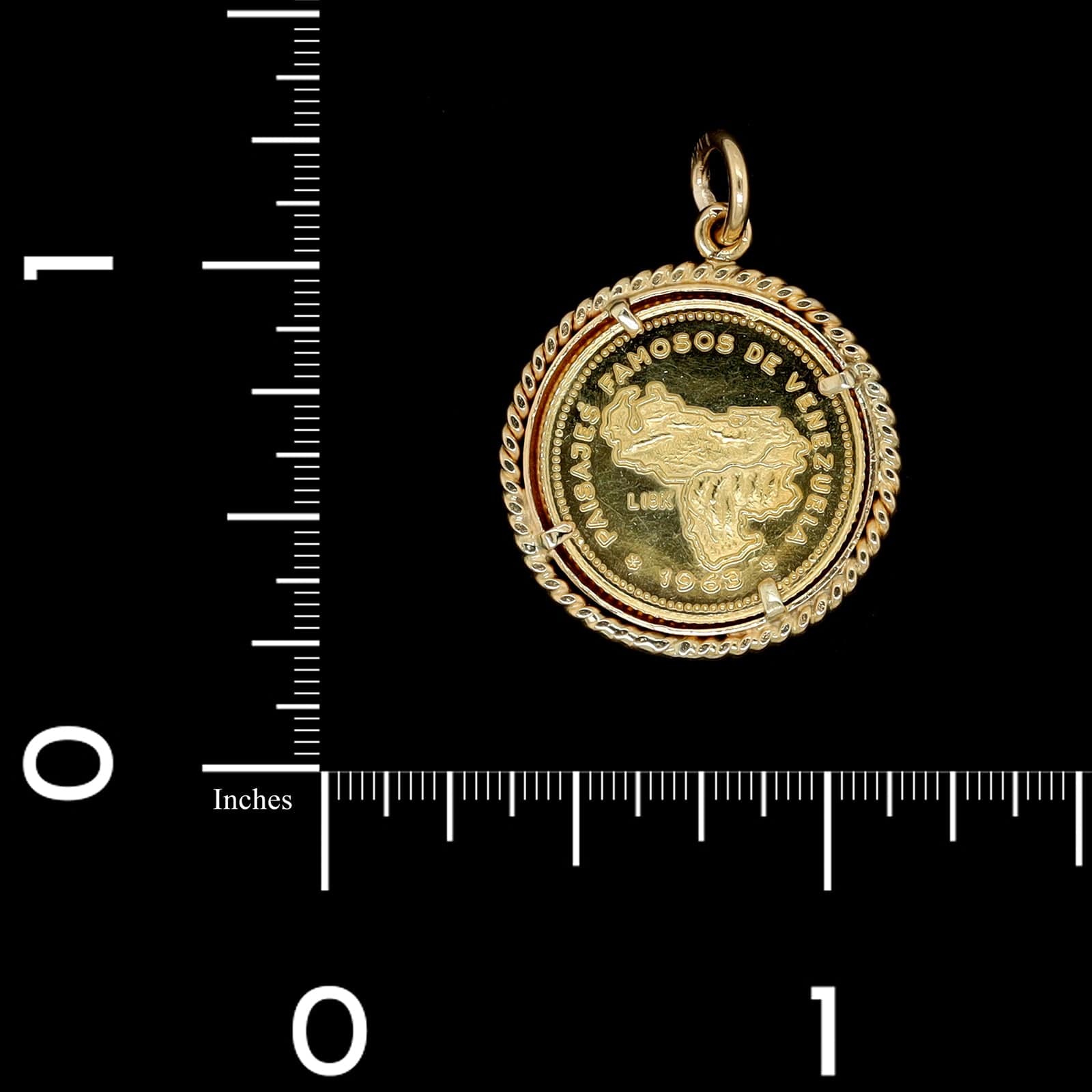 18K Yellow Gold Estate Caracas Coin Charm - Image 3