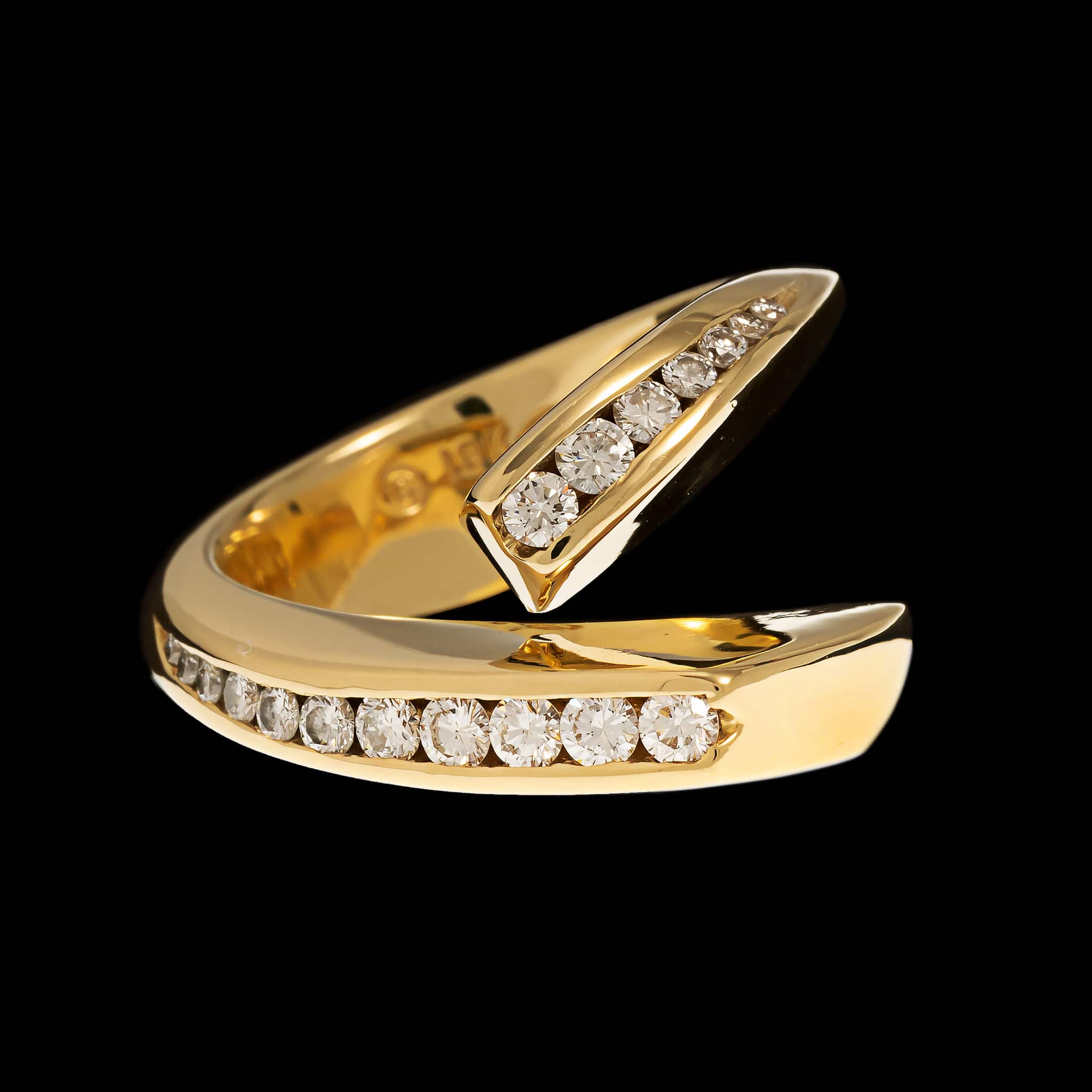 18K Yellow Gold Estate Diamond Bypass Ring