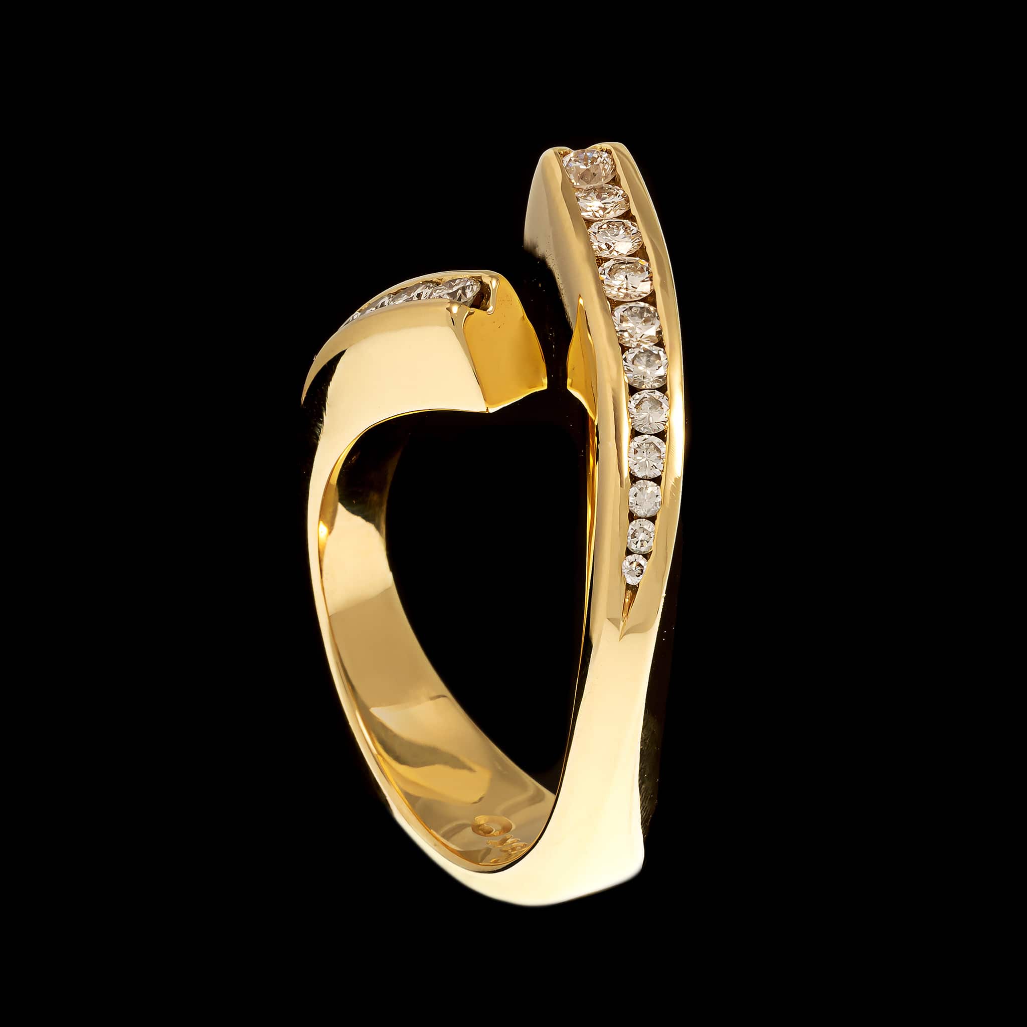 18K Yellow Gold Estate Diamond Bypass Ring - Image 2