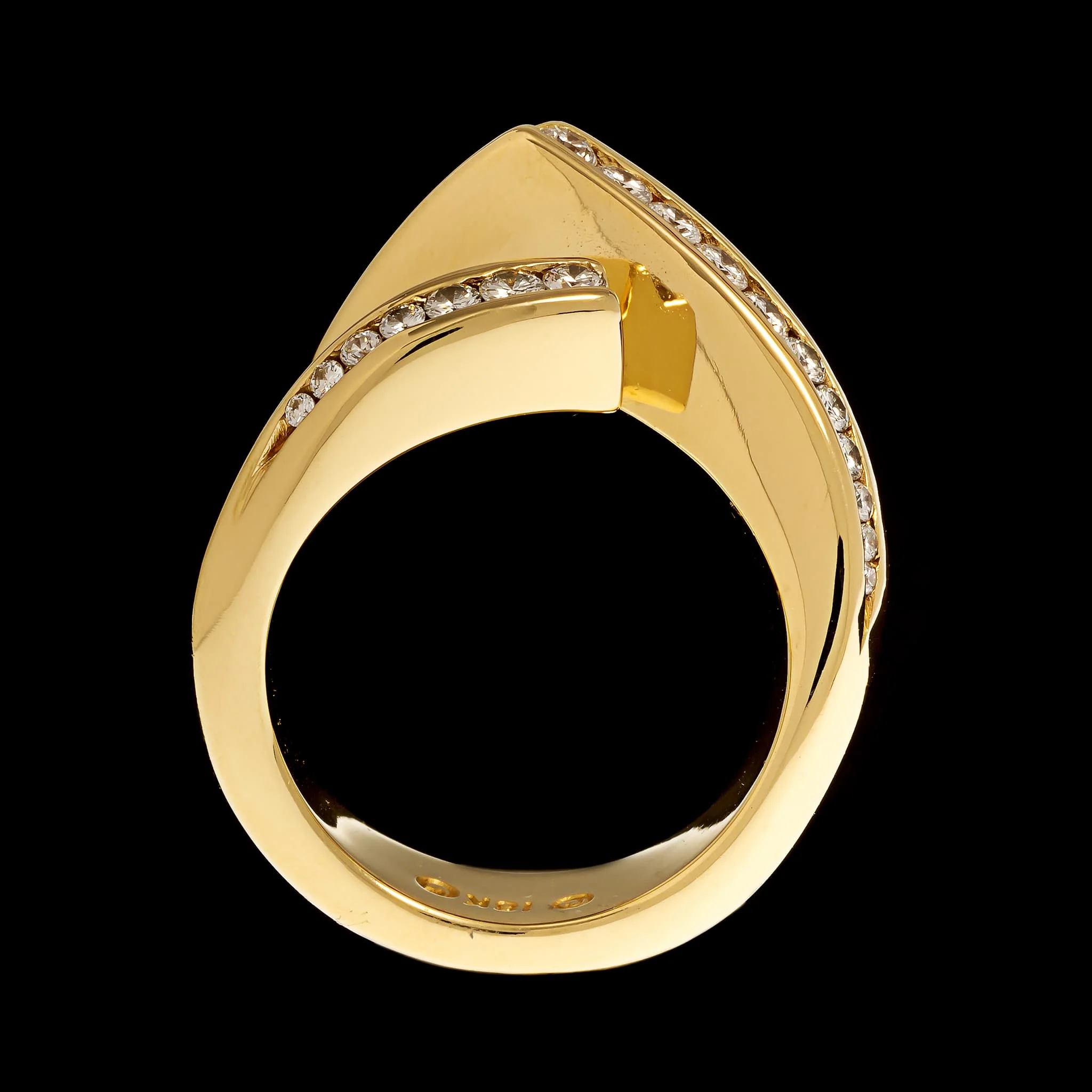 18K Yellow Gold Estate Diamond Bypass Ring - Image 3