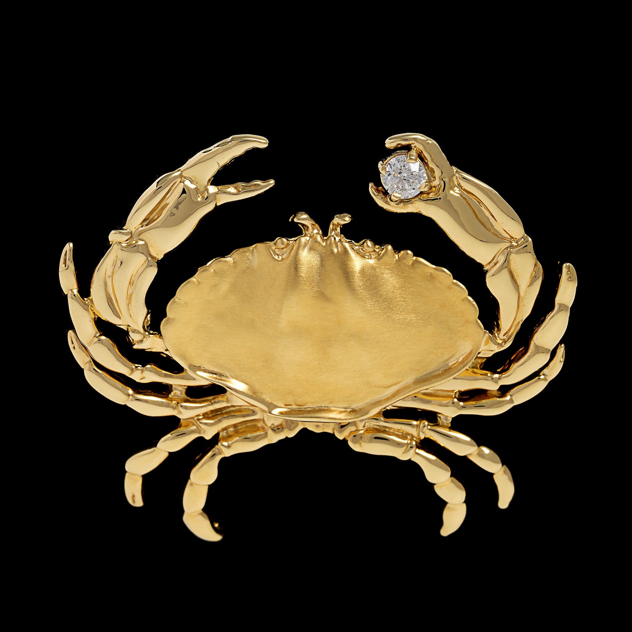 18K Yellow Gold Estate Diamond Crab Pendant