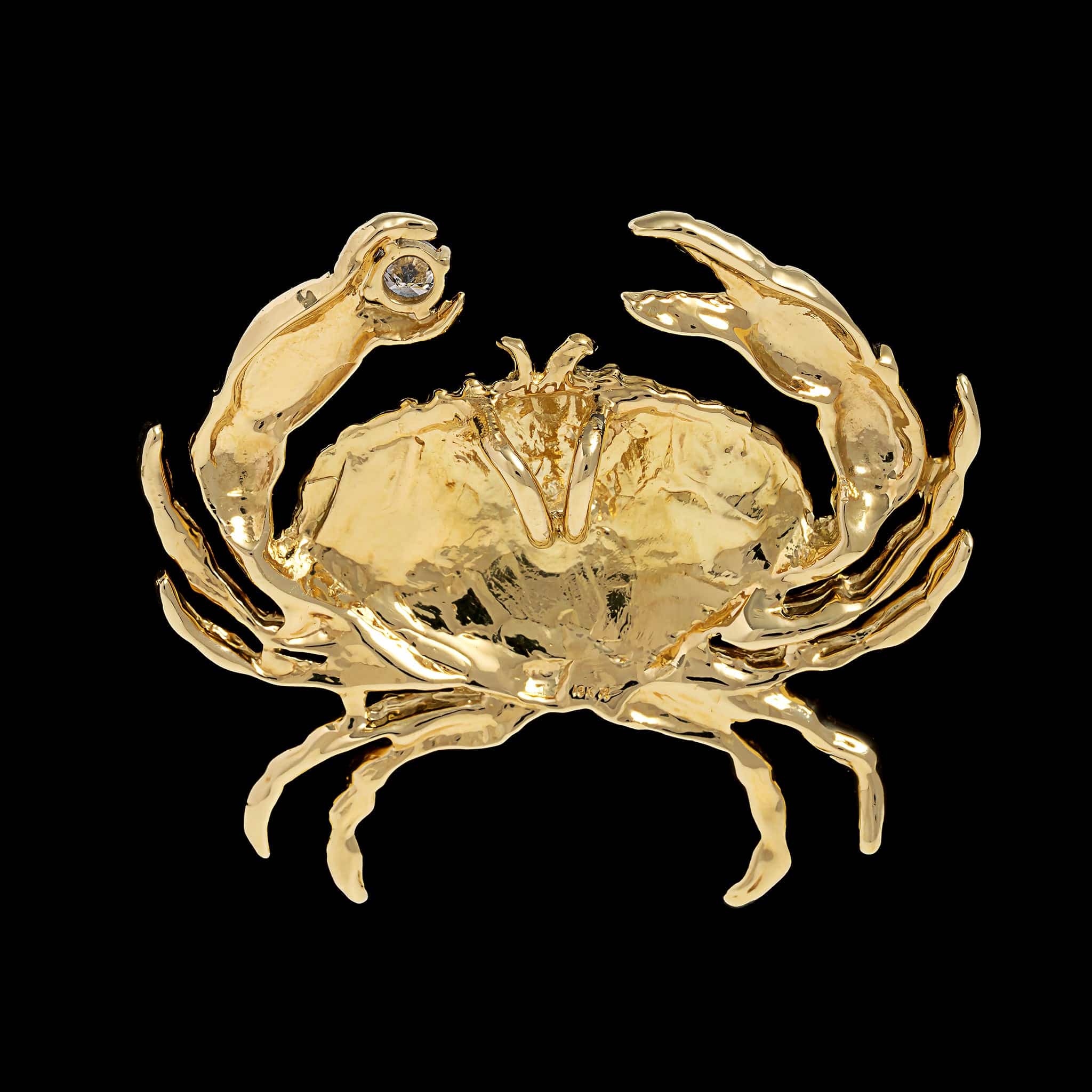 18K Yellow Gold Estate Diamond Crab Pendant - Image 2