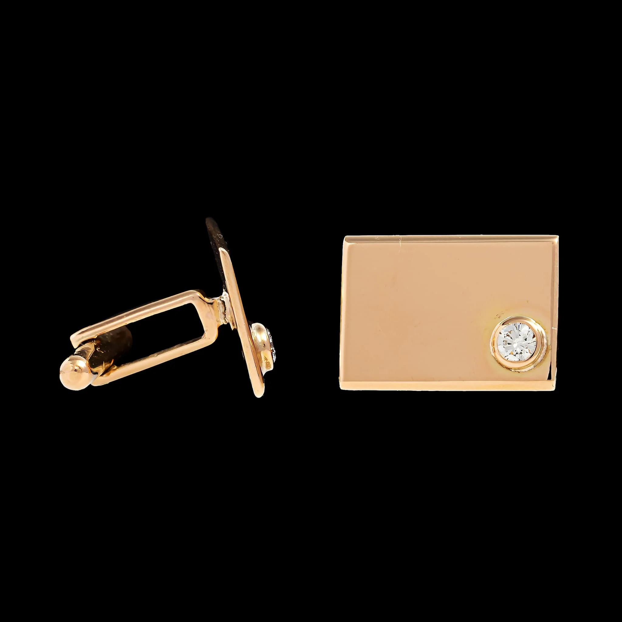 18K Yellow Gold Estate Diamond Cufflinks - Image 2