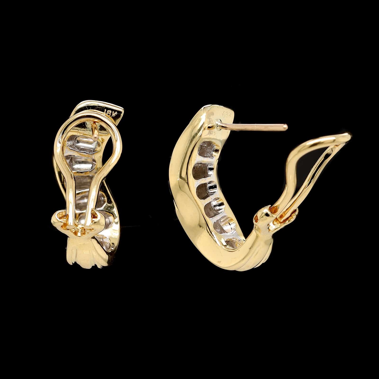 18K Yellow Gold Estate Diamond Earrings - Image 2