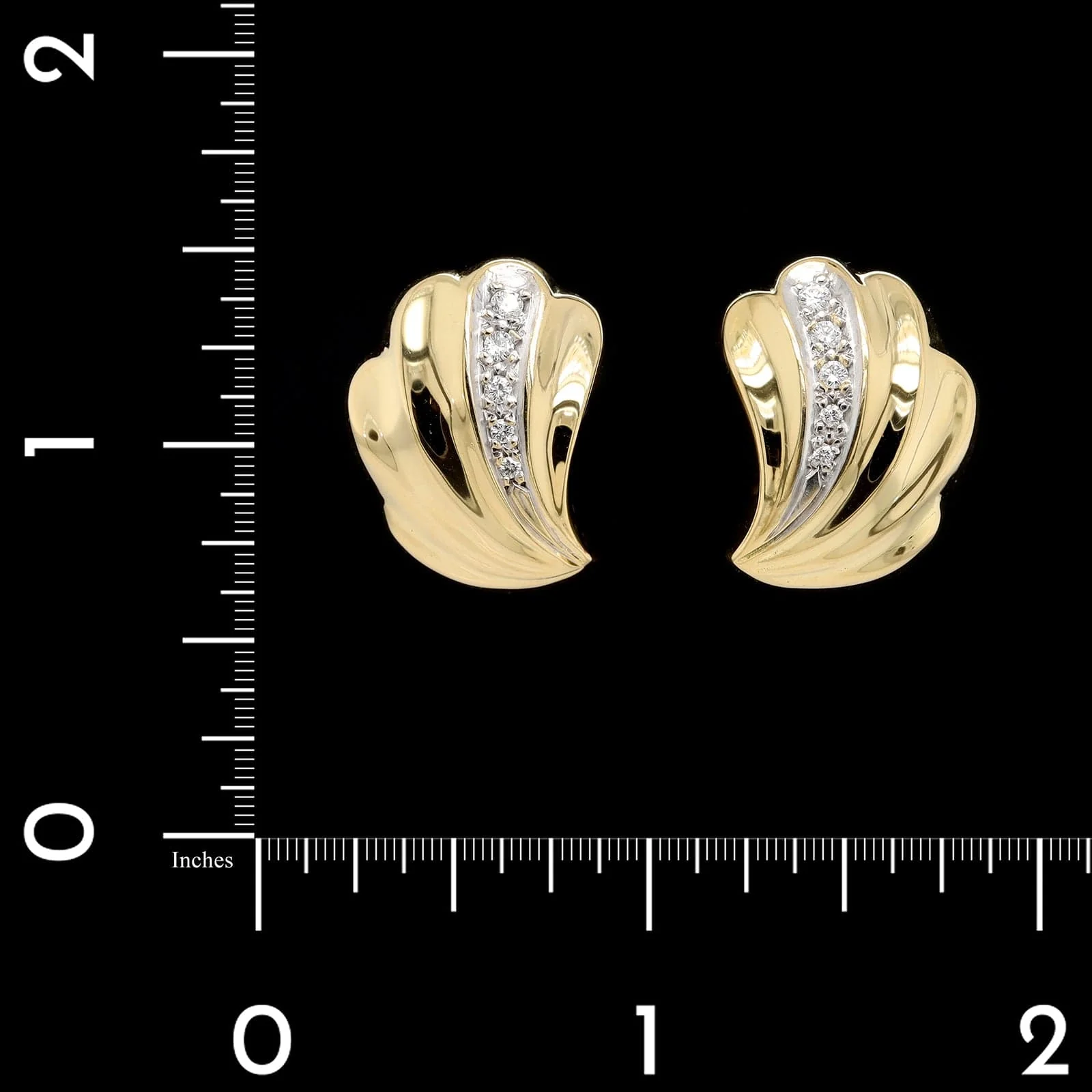 18K Yellow Gold Estate Diamond Earrings - Image 2