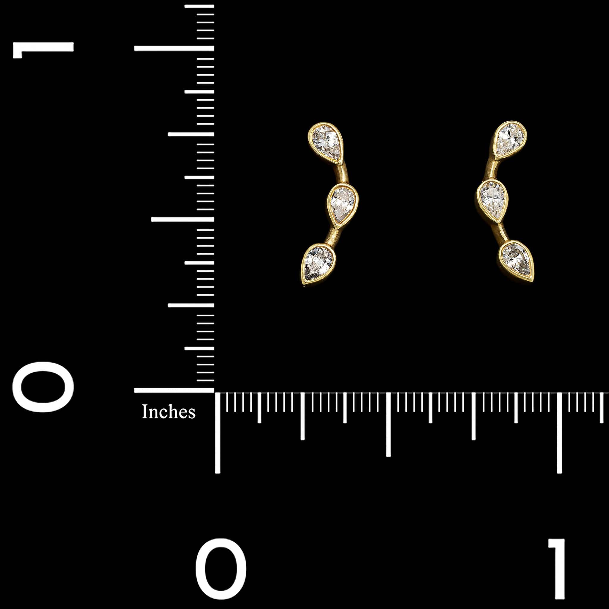 18K Yellow Gold Estate Diamond Earrings - Image 2