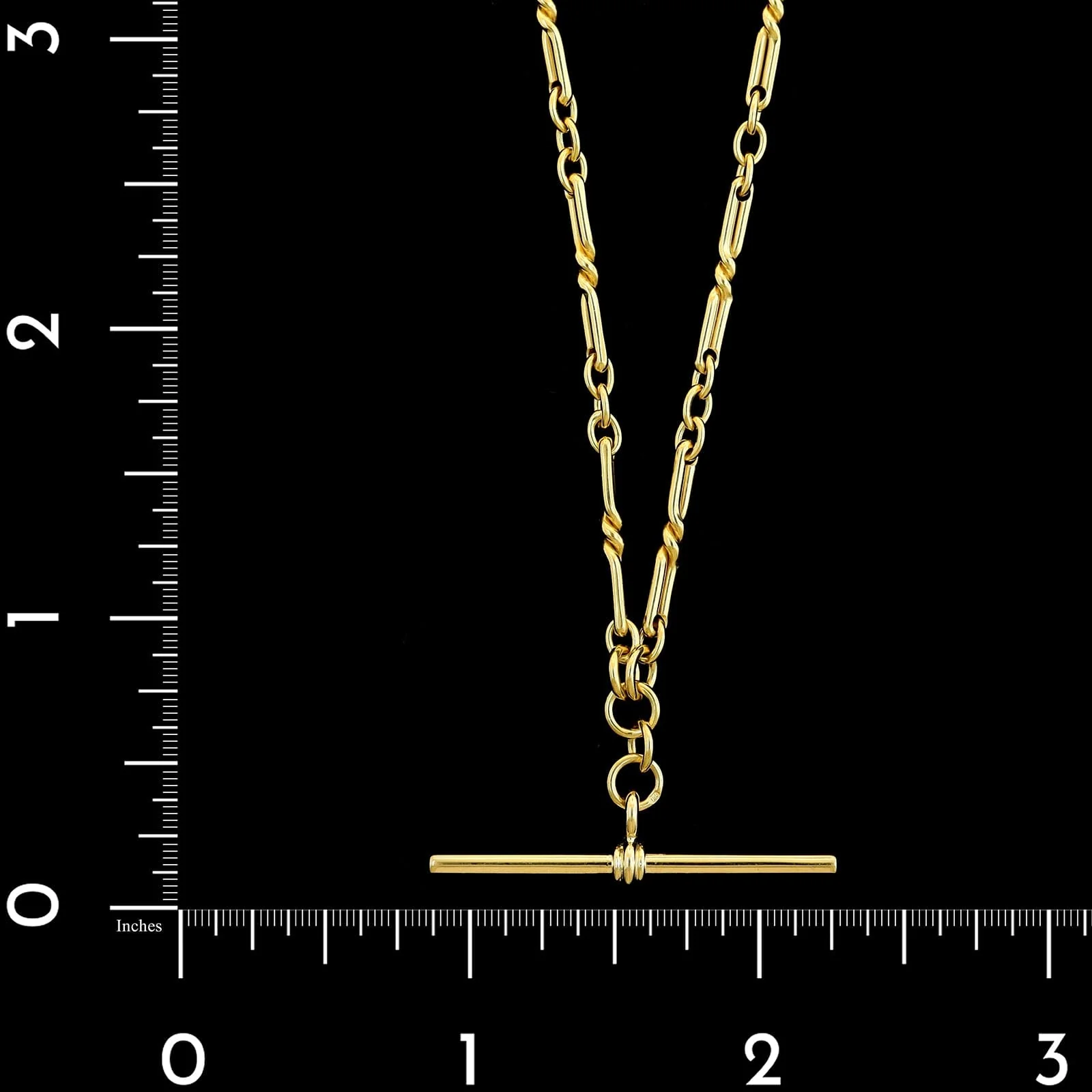 18K Yellow Gold Estate Double Albert Pocket Chain - Image 3
