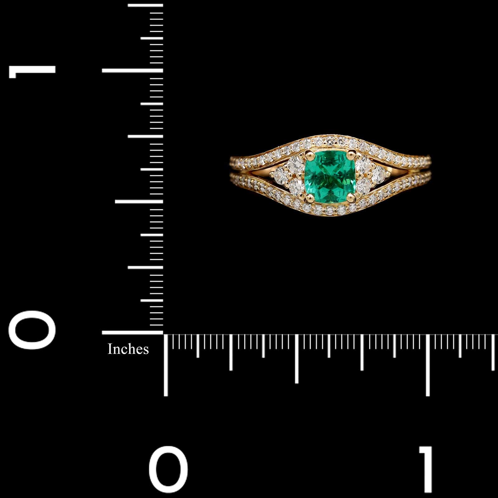 18K Yellow Gold Estate Emerald and Diamond Ring - Image 4