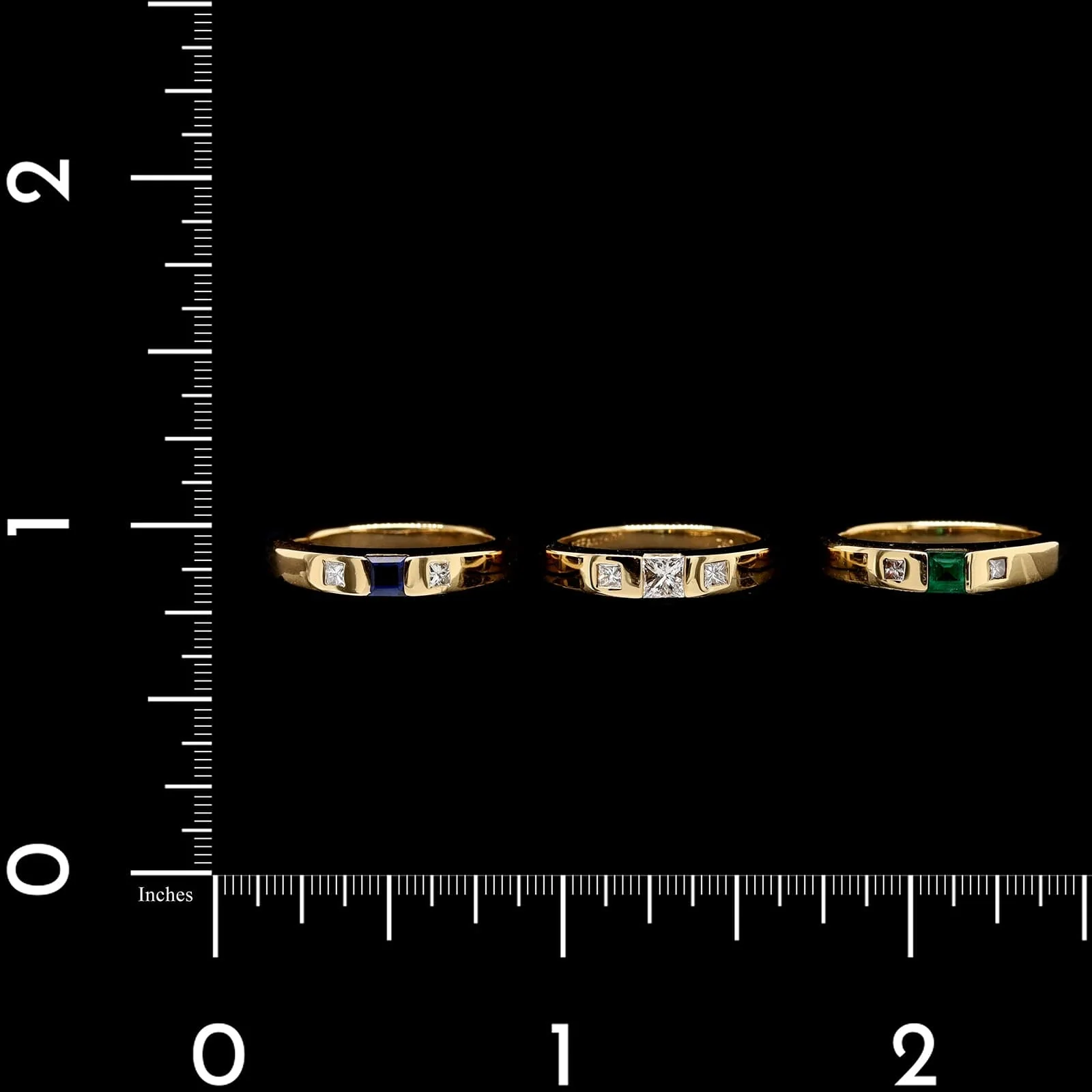 18K Yellow Gold Estate Emerald, Sapphire and Diamond Stack Rings - Image 5