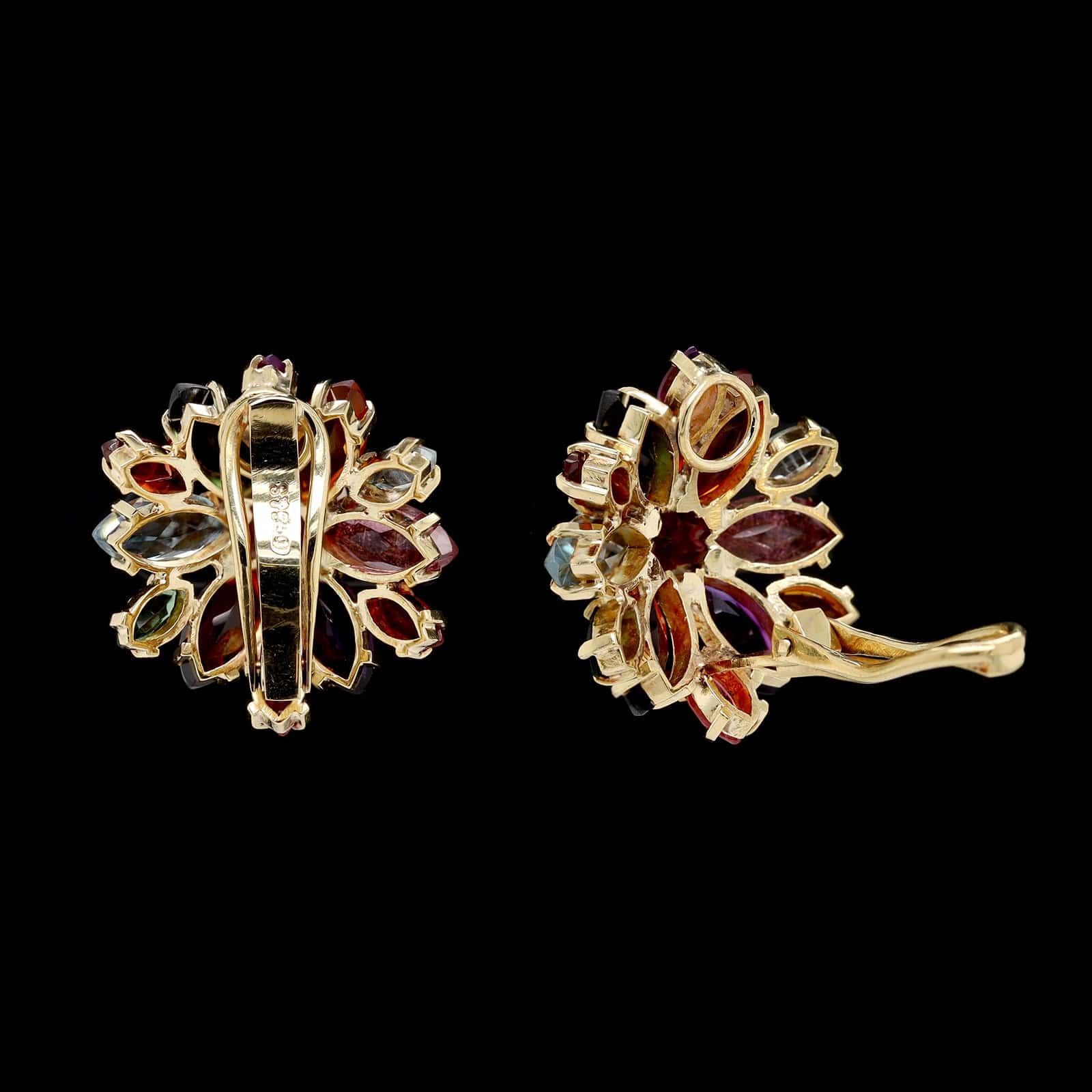 18K Yellow Gold Estate Gem-set Earclips - Image 2