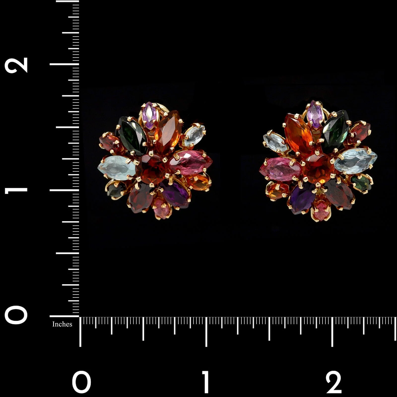 18K Yellow Gold Estate Gem-set Earclips - Image 3