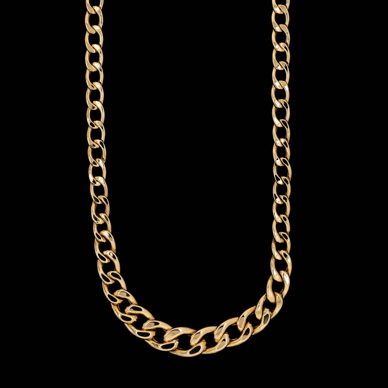 18K Yellow Gold Estate Graduated Hollow Curb Link Chain