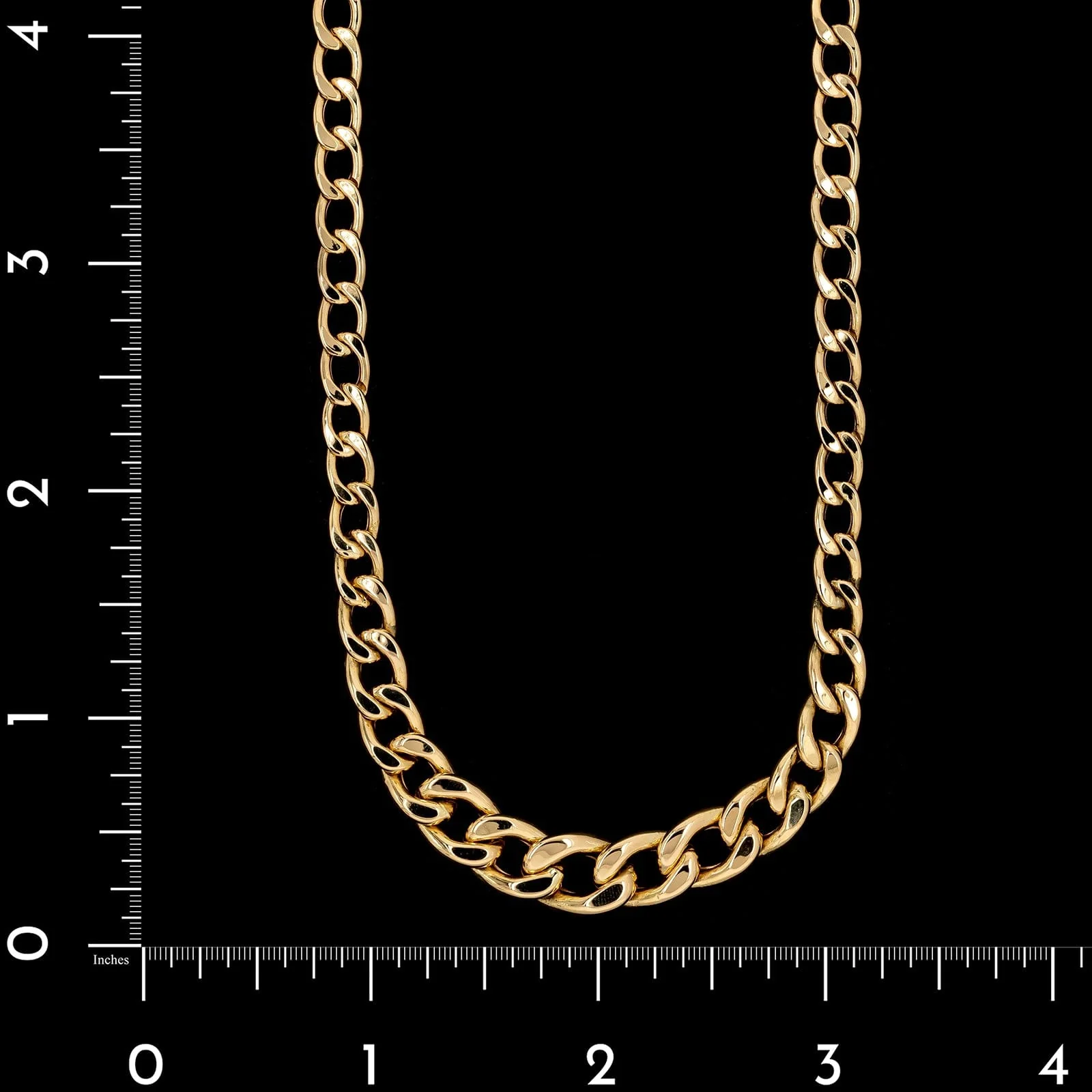 18K Yellow Gold Estate Graduated Hollow Curb Link Chain - Image 3