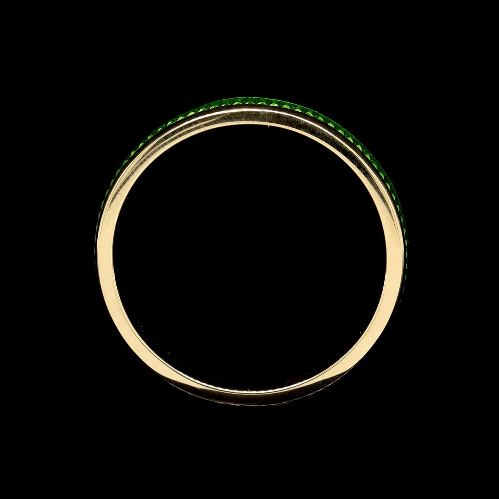 18K Yellow Gold Estate Green Enamel Stackable Band - Image 3