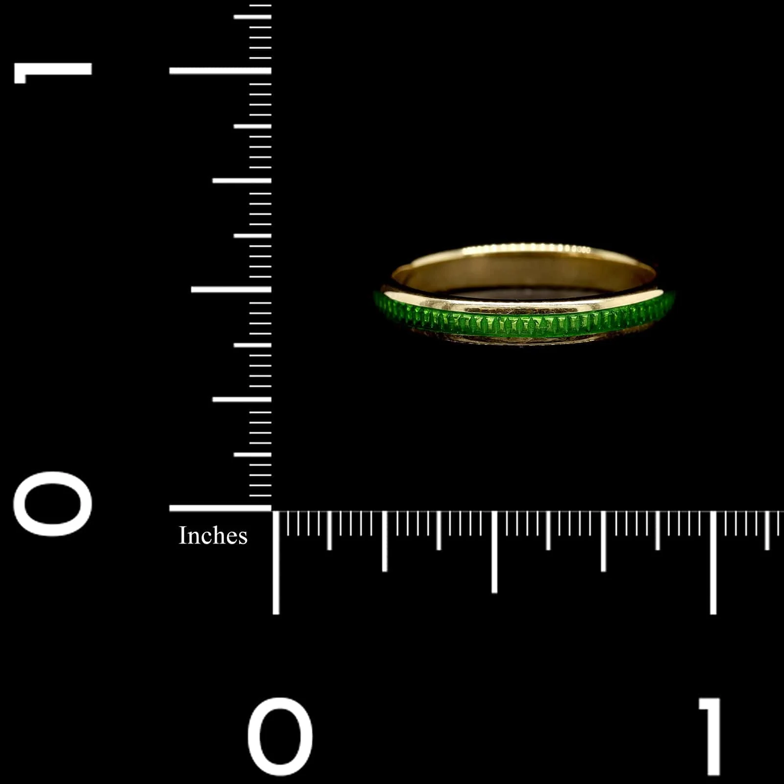 18K Yellow Gold Estate Green Enamel Stackable Band - Image 4