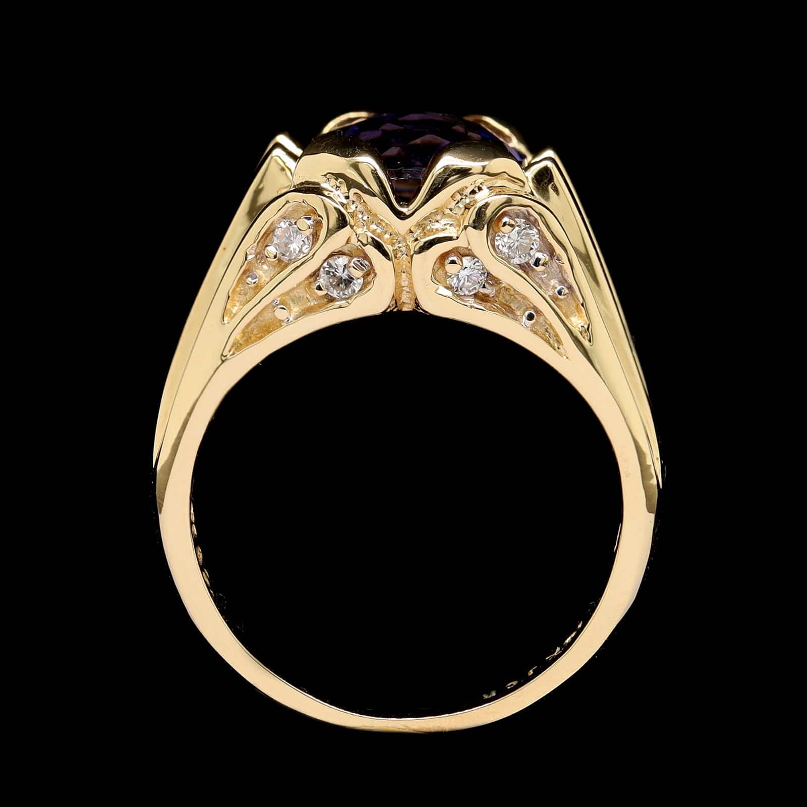 18K Yellow Gold Estate Iolite and Diamond Ring - Image 3