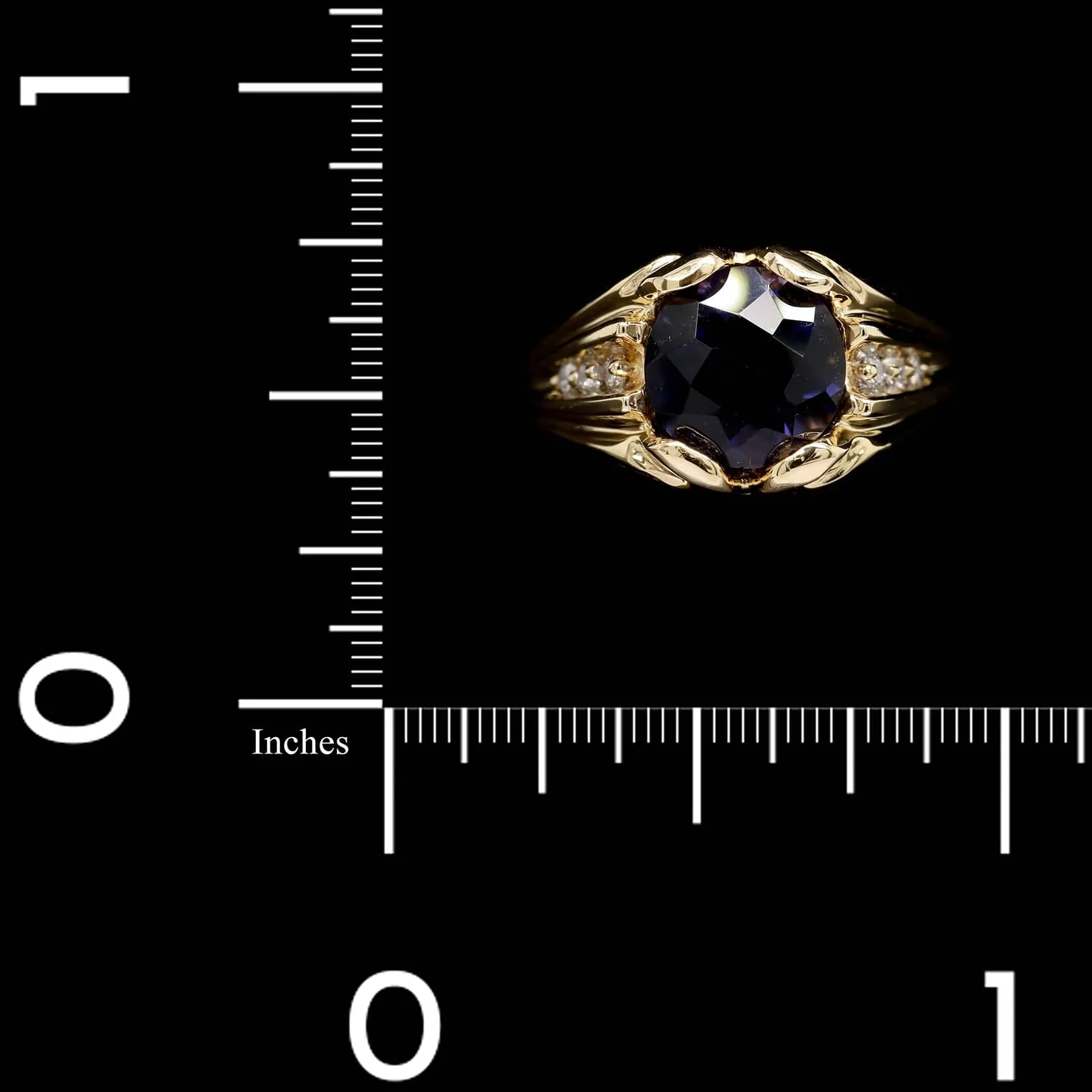 18K Yellow Gold Estate Iolite and Diamond Ring - Image 4