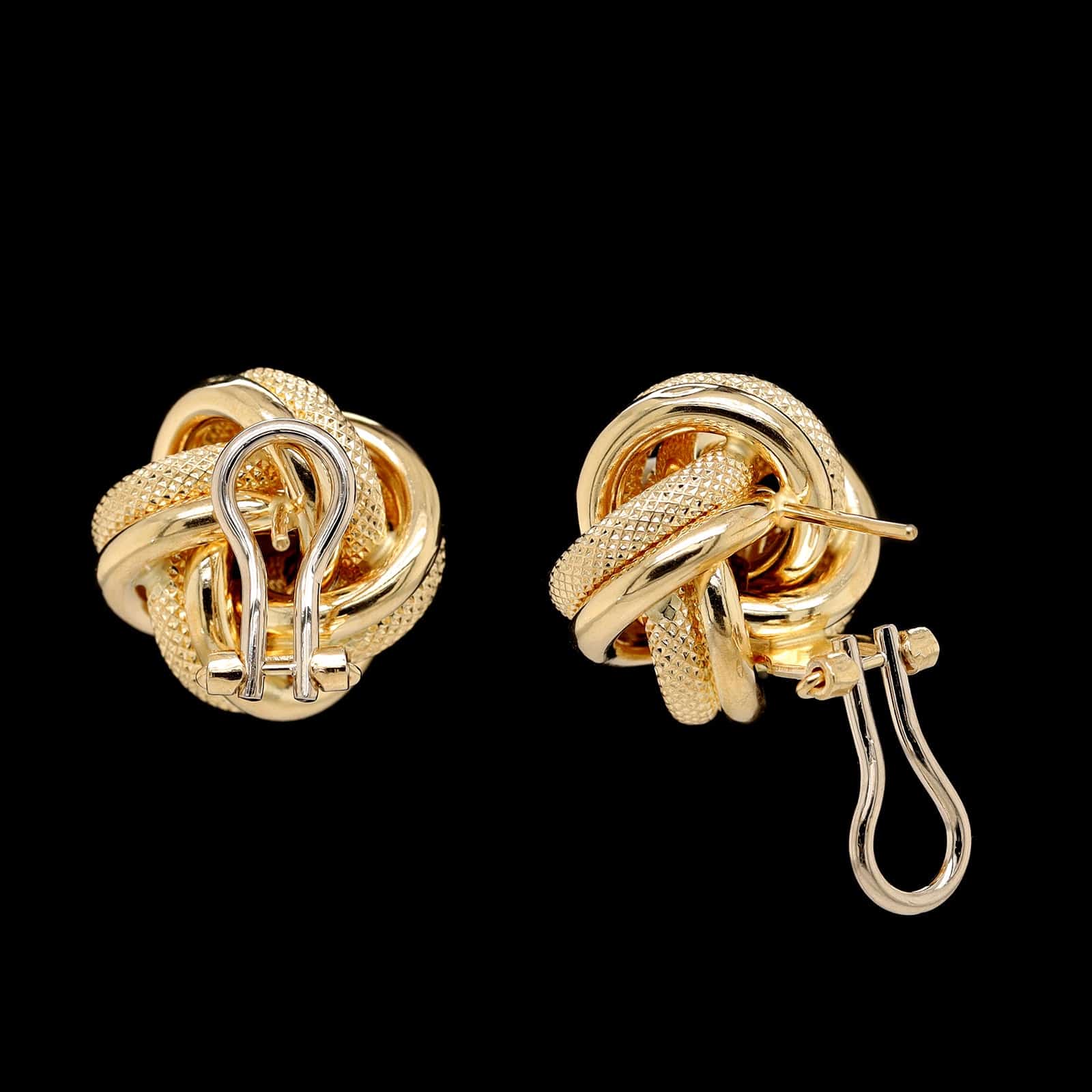 18K Yellow Gold Estate Knot Earrings - Image 2