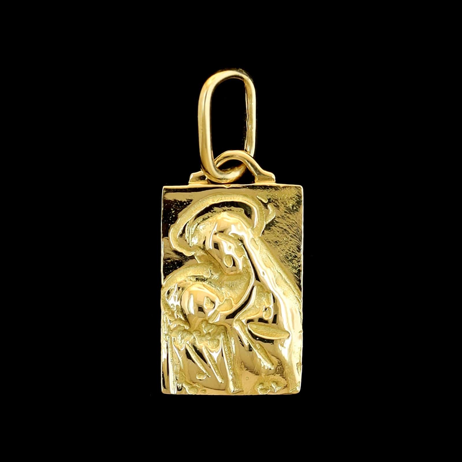 18K Yellow Gold Estate Mary and Jesus Pendant