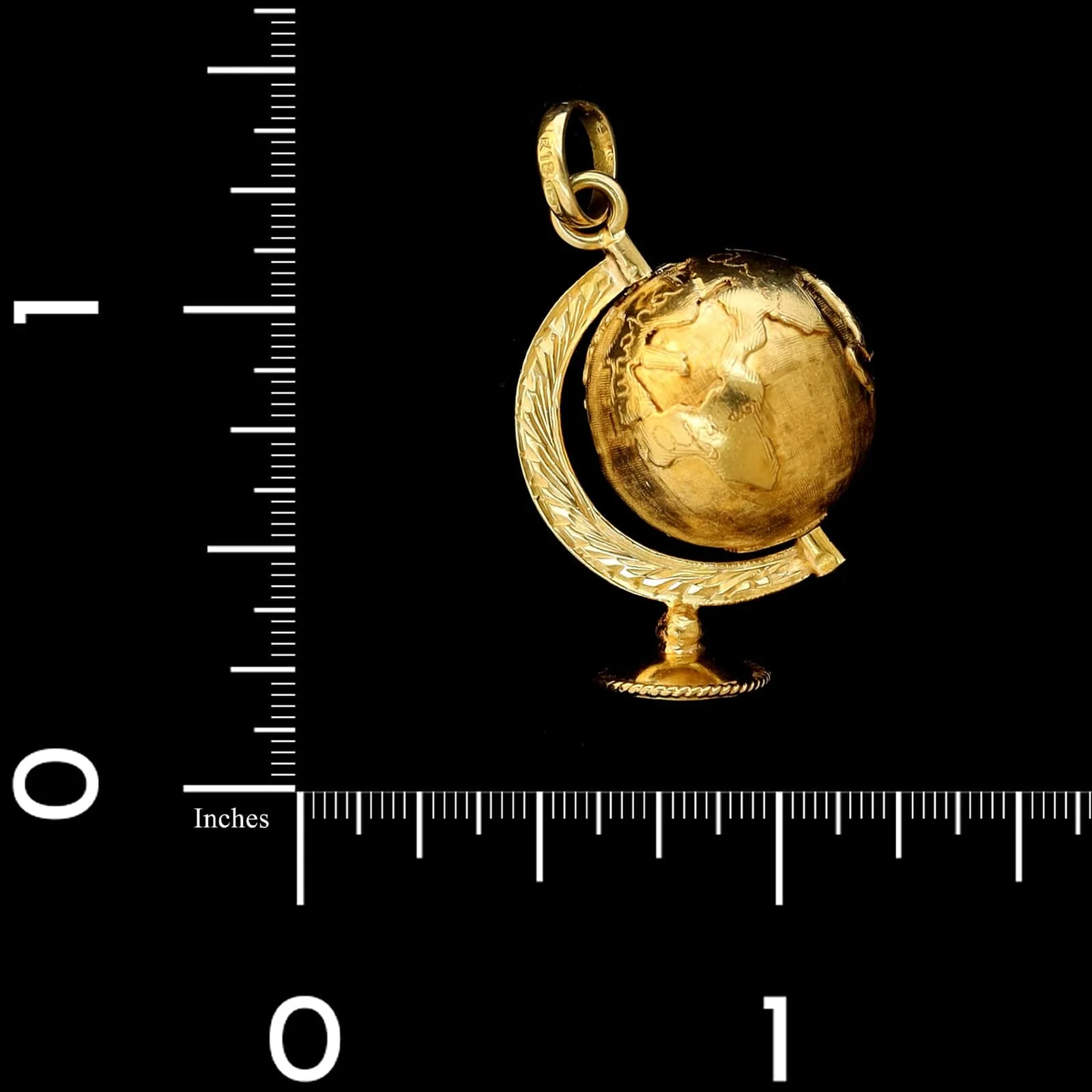 18K Yellow Gold Estate Moving World Globe Charm - Image 2