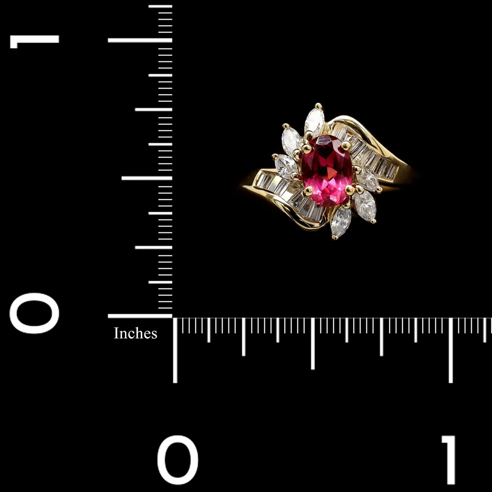 18K Yellow Gold Estate Pink Tourmaline and Diamond Ring - Image 4