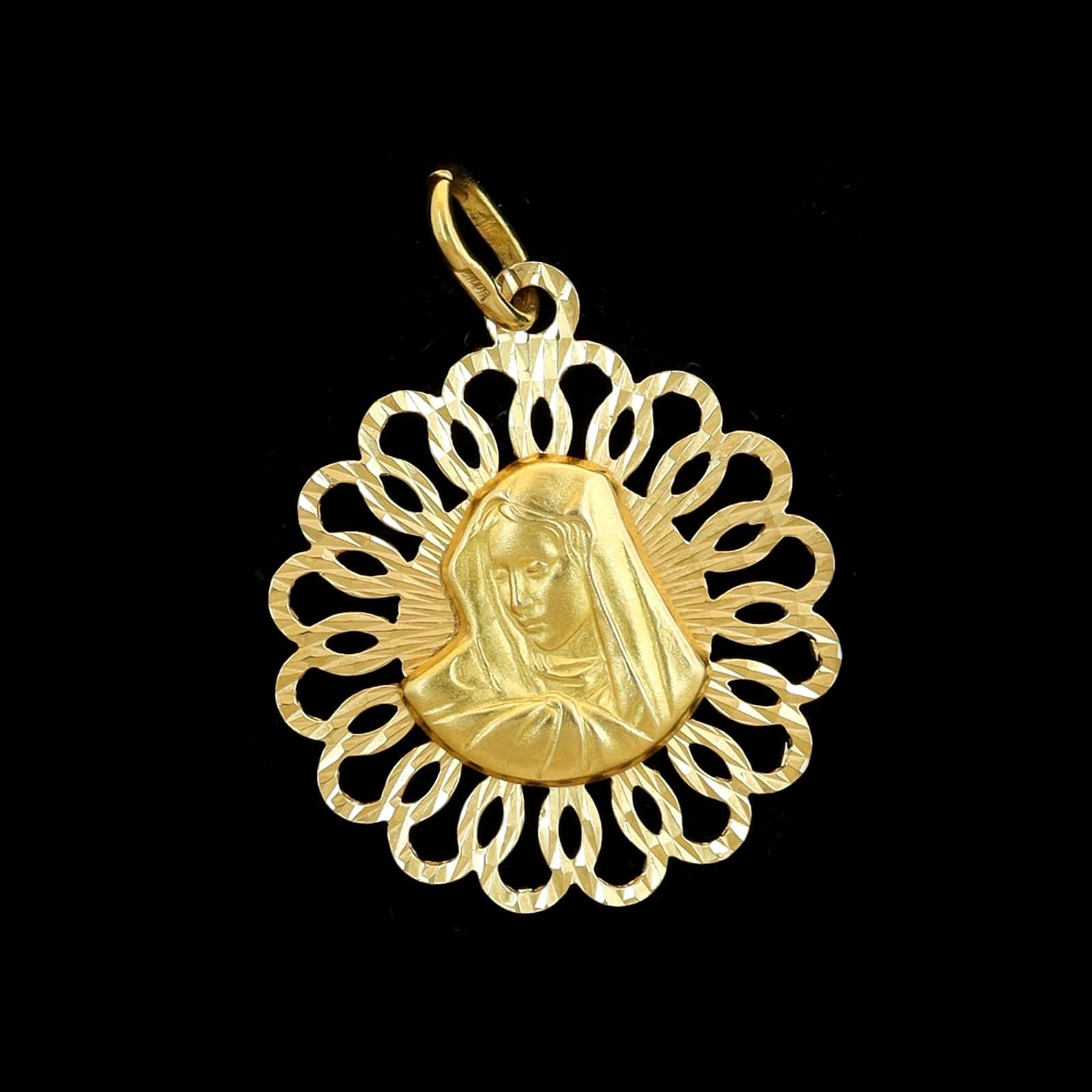 18K Yellow Gold Estate Reversible Madonna and Christ Head Medal - Image 2