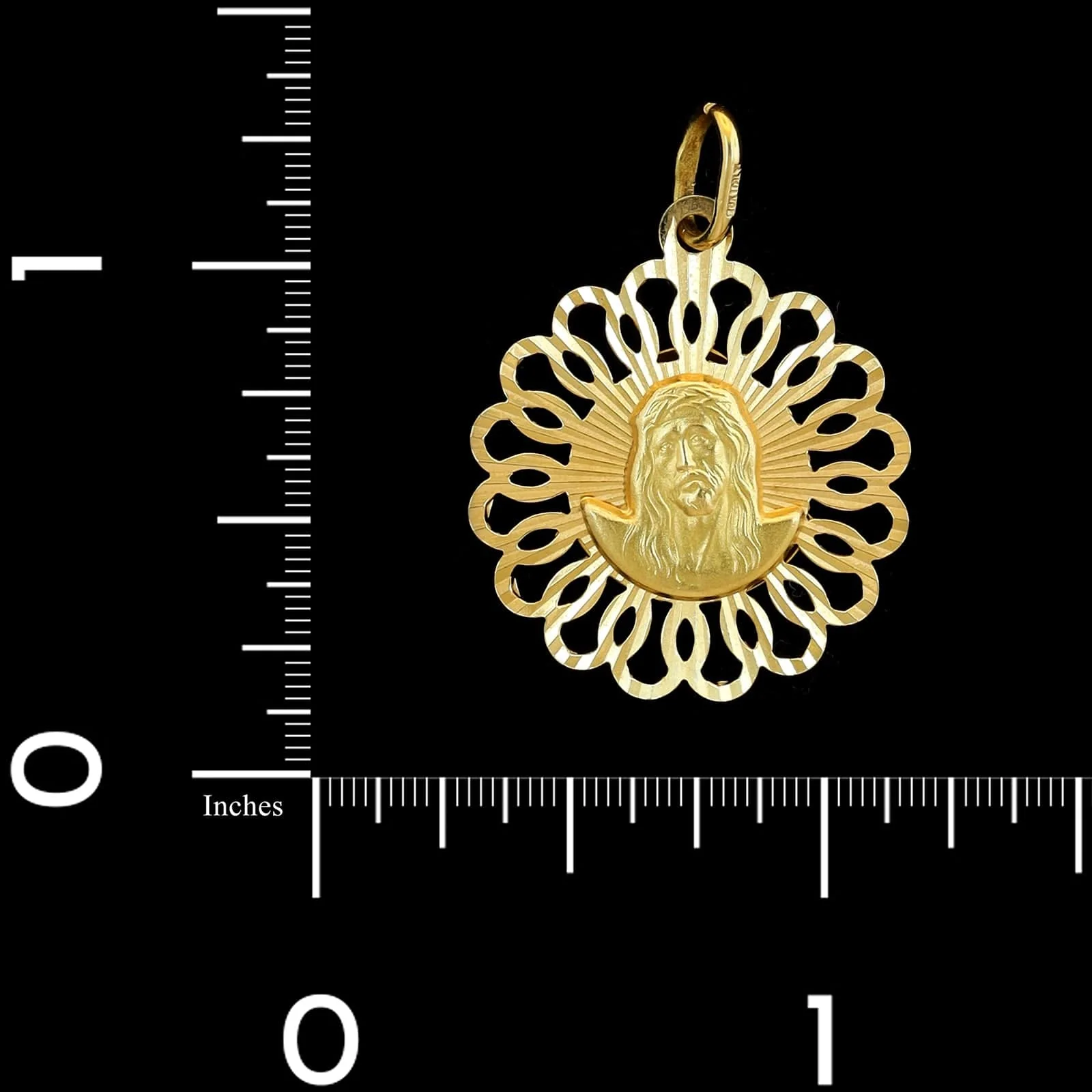 18K Yellow Gold Estate Reversible Madonna and Christ Head Medal - Image 3