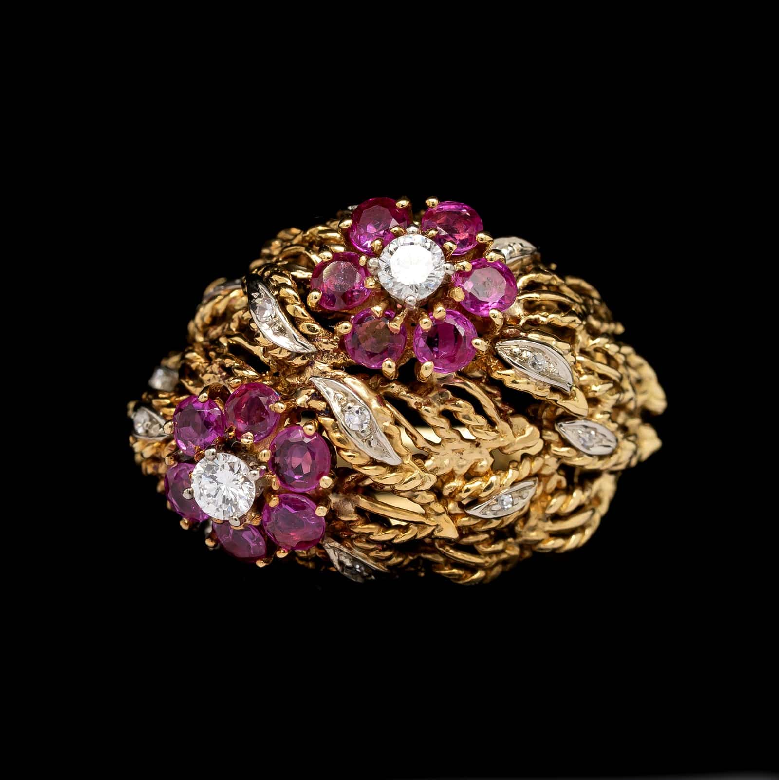 18K Yellow Gold Estate Ruby and Diamond Ring