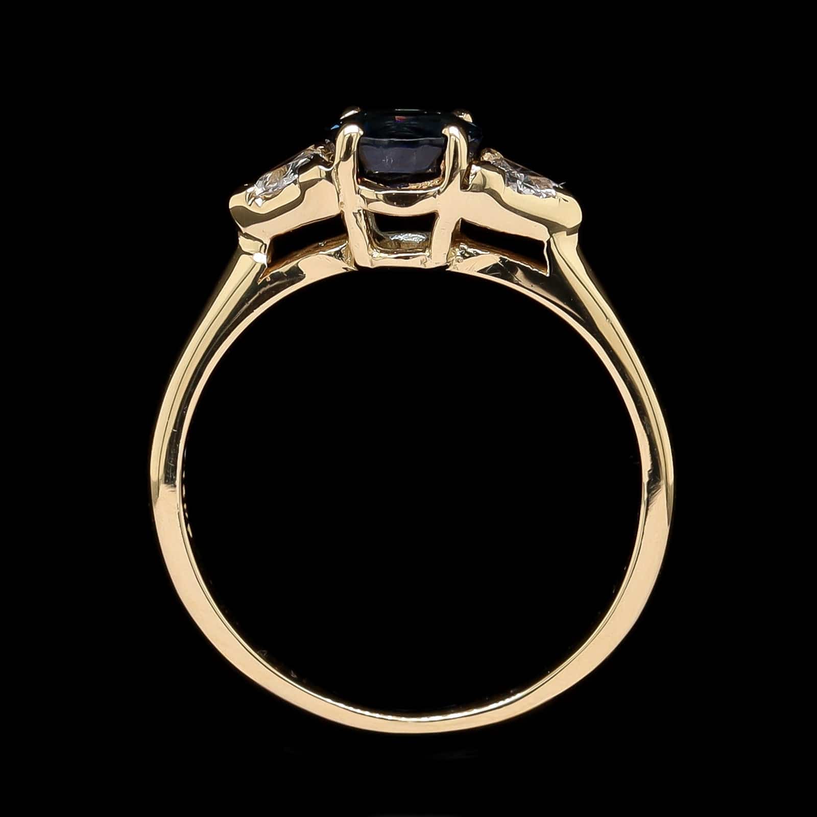 18K Yellow Gold Estate Sapphire and Diamond Ring - Image 3