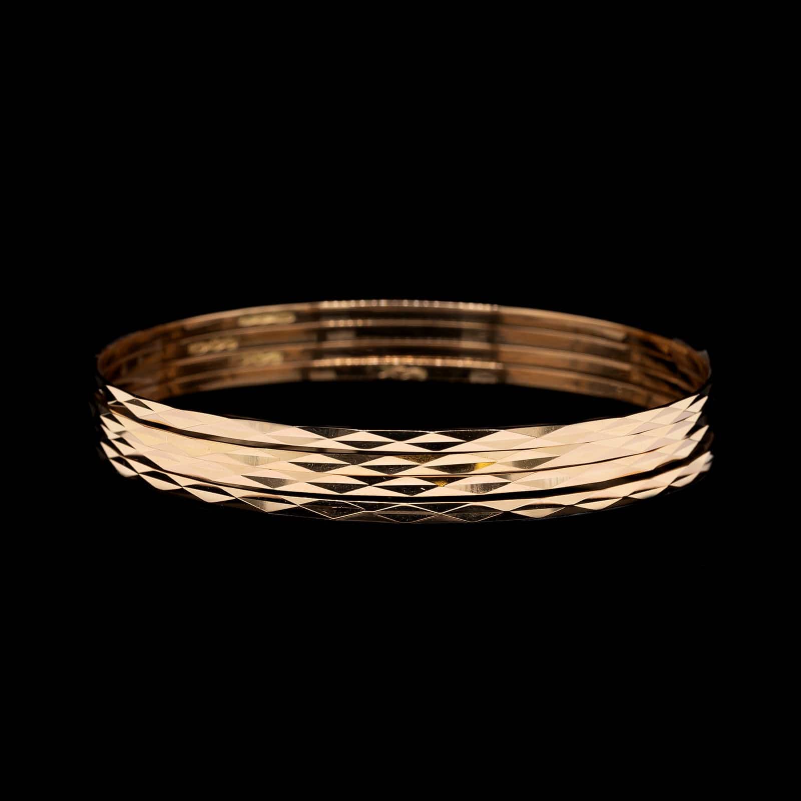 18K Yellow Gold Estate Set of Four Bangle Bracelets