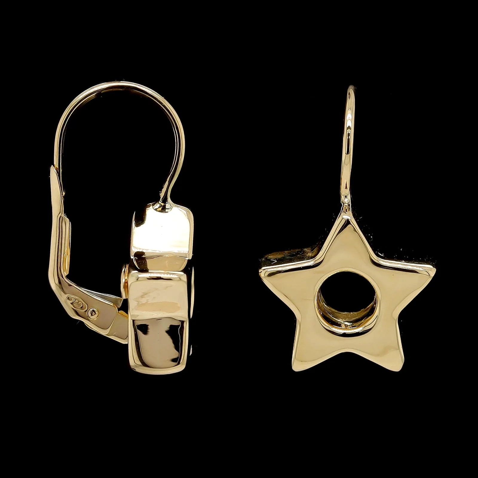 18K Yellow Gold Estate Star Earrings