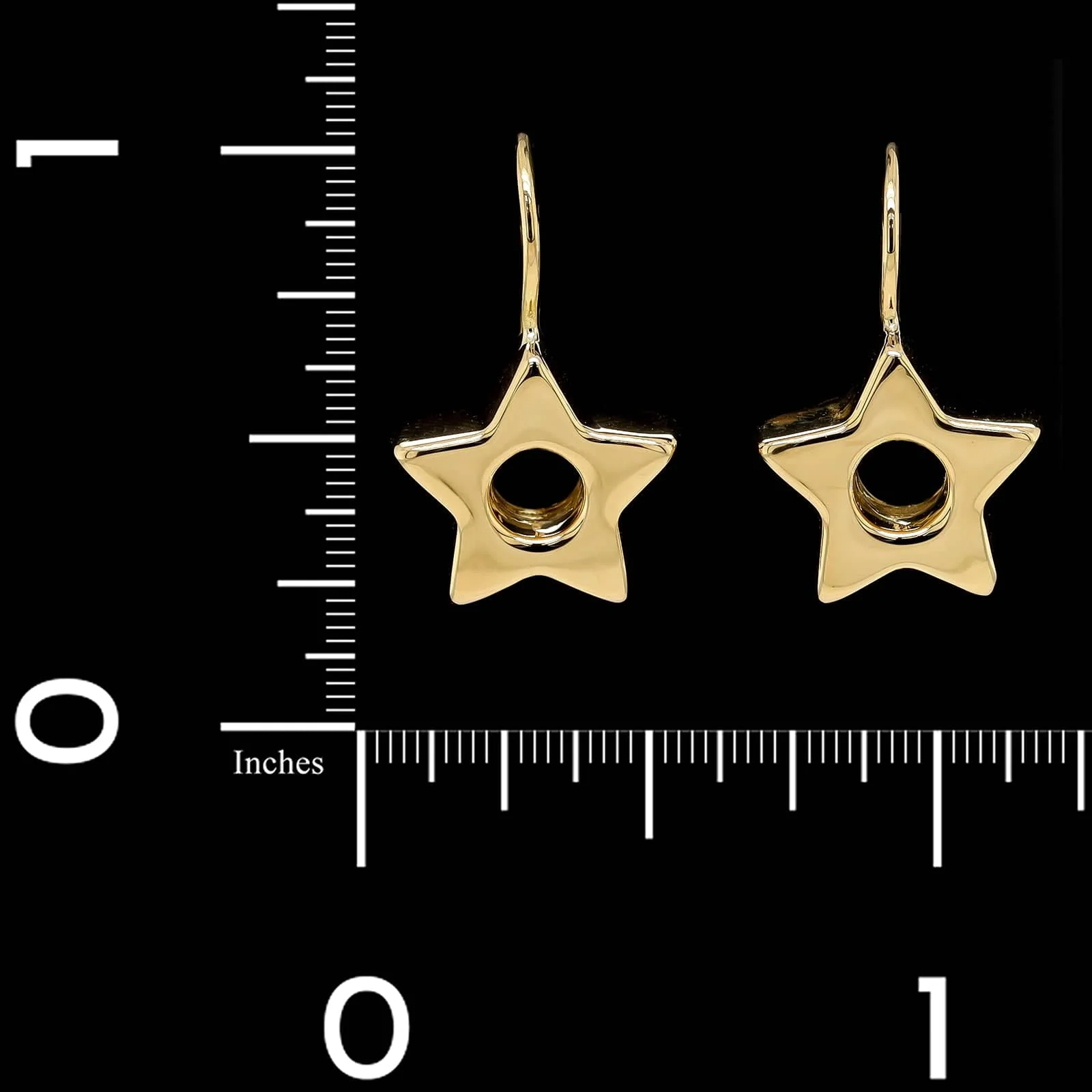 18K Yellow Gold Estate Star Earrings - Image 2