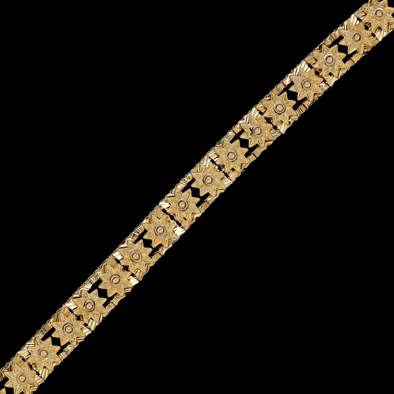 18K Yellow Gold Estate Star Motif Bracelet - Image 2