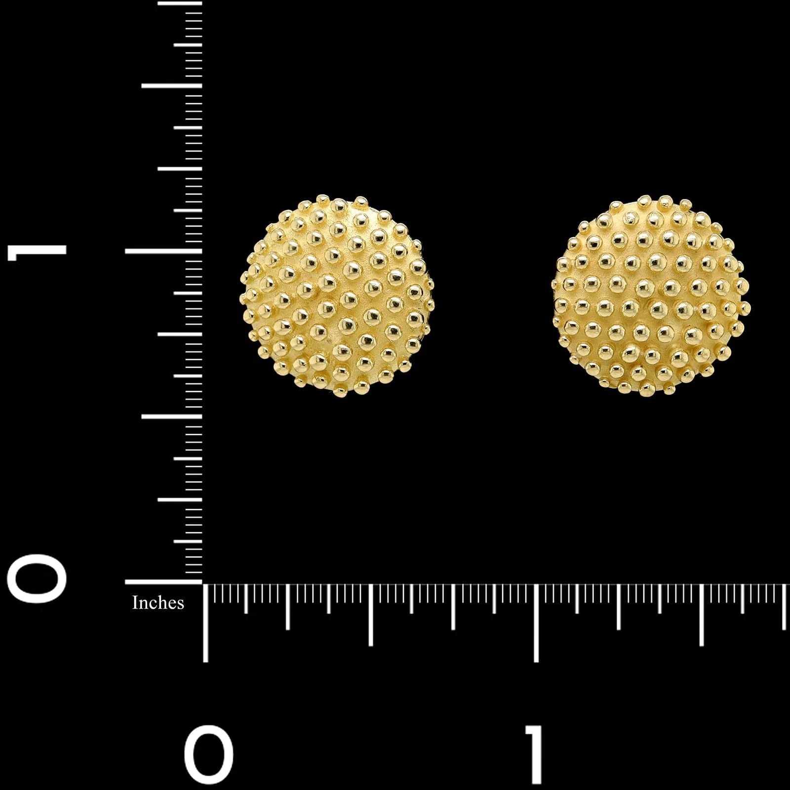 18K Yellow Gold Estate Textured Earrings - Image 2