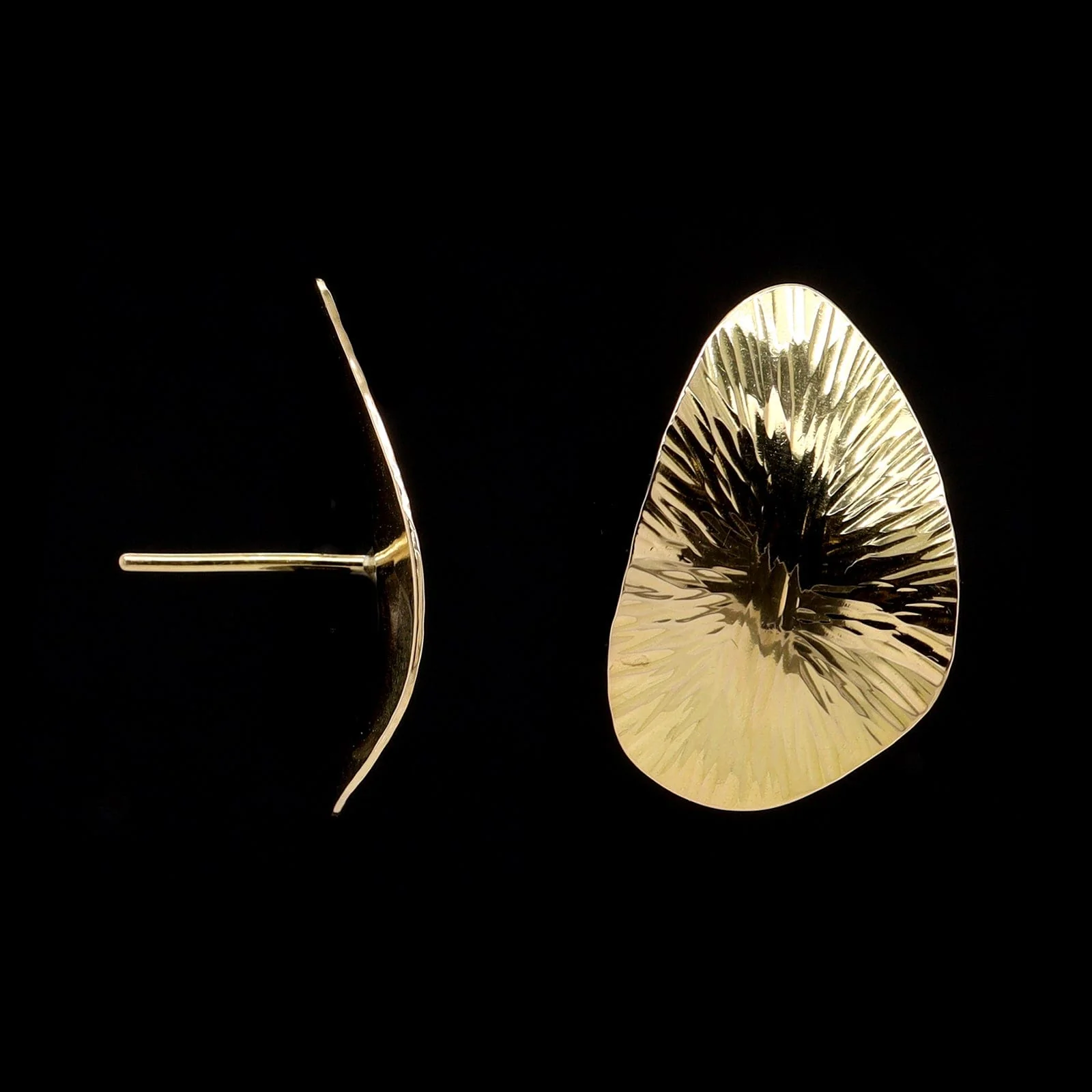 18K Yellow Gold Estate Textured Freeform Earrings