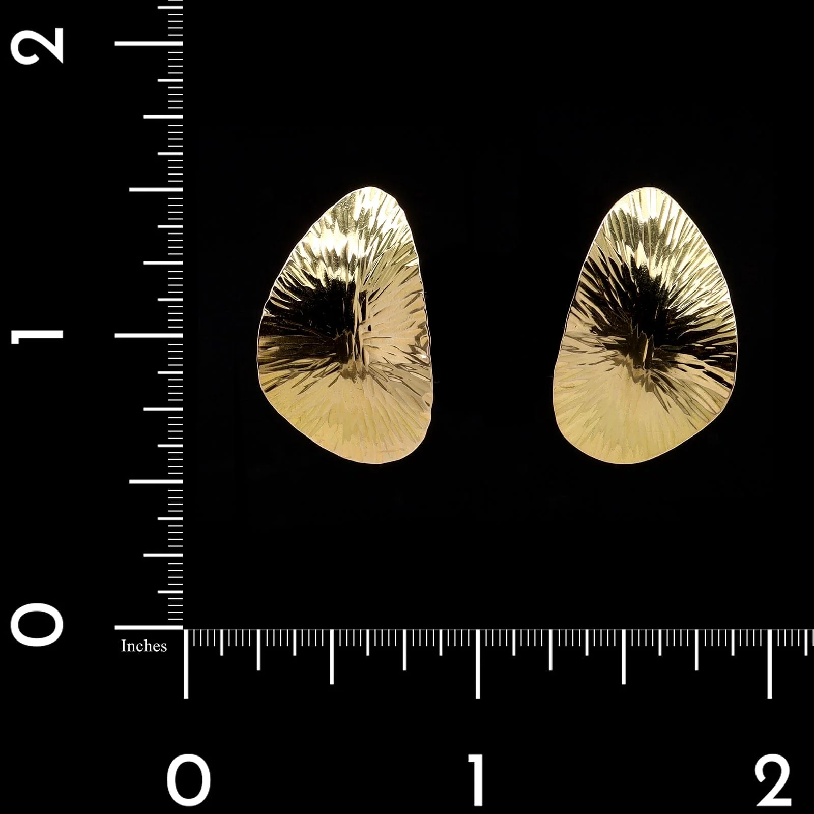 18K Yellow Gold Estate Textured Freeform Earrings - Image 2