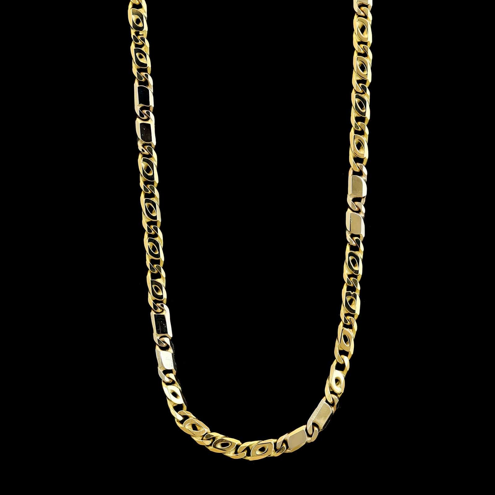 18K Yellow Gold Estate Tigers Eye Link Chain