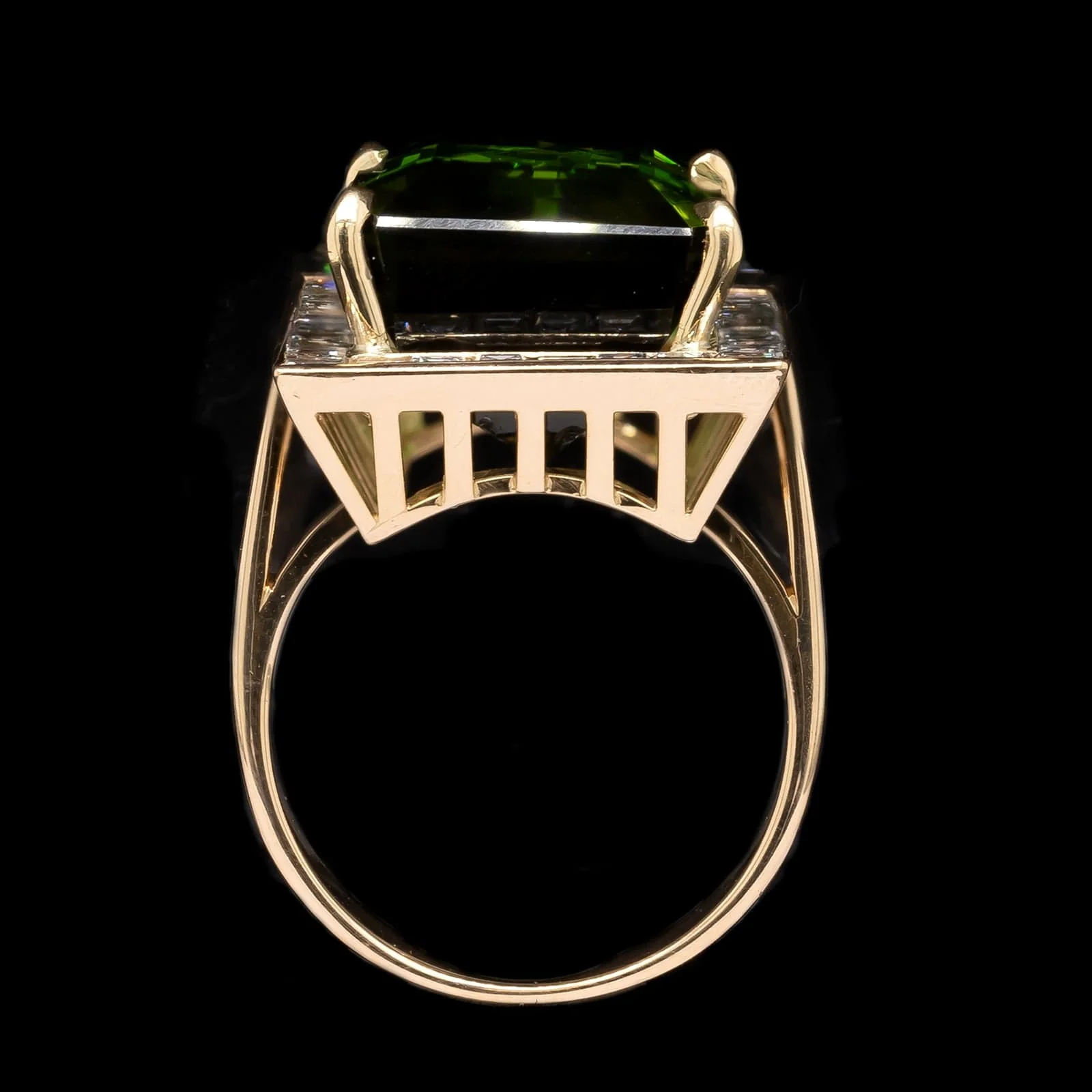 18K Yellow Gold Estate Tourmaline Diamond Ring - Image 3