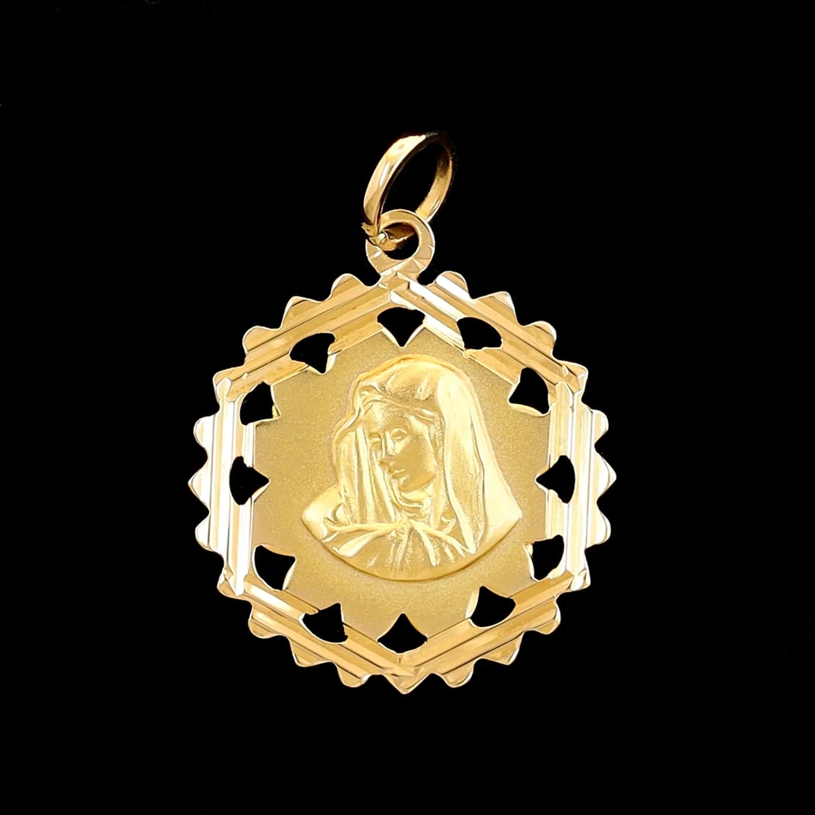 18K Yellow Gold Estate Virgin Mary Madonna Medal