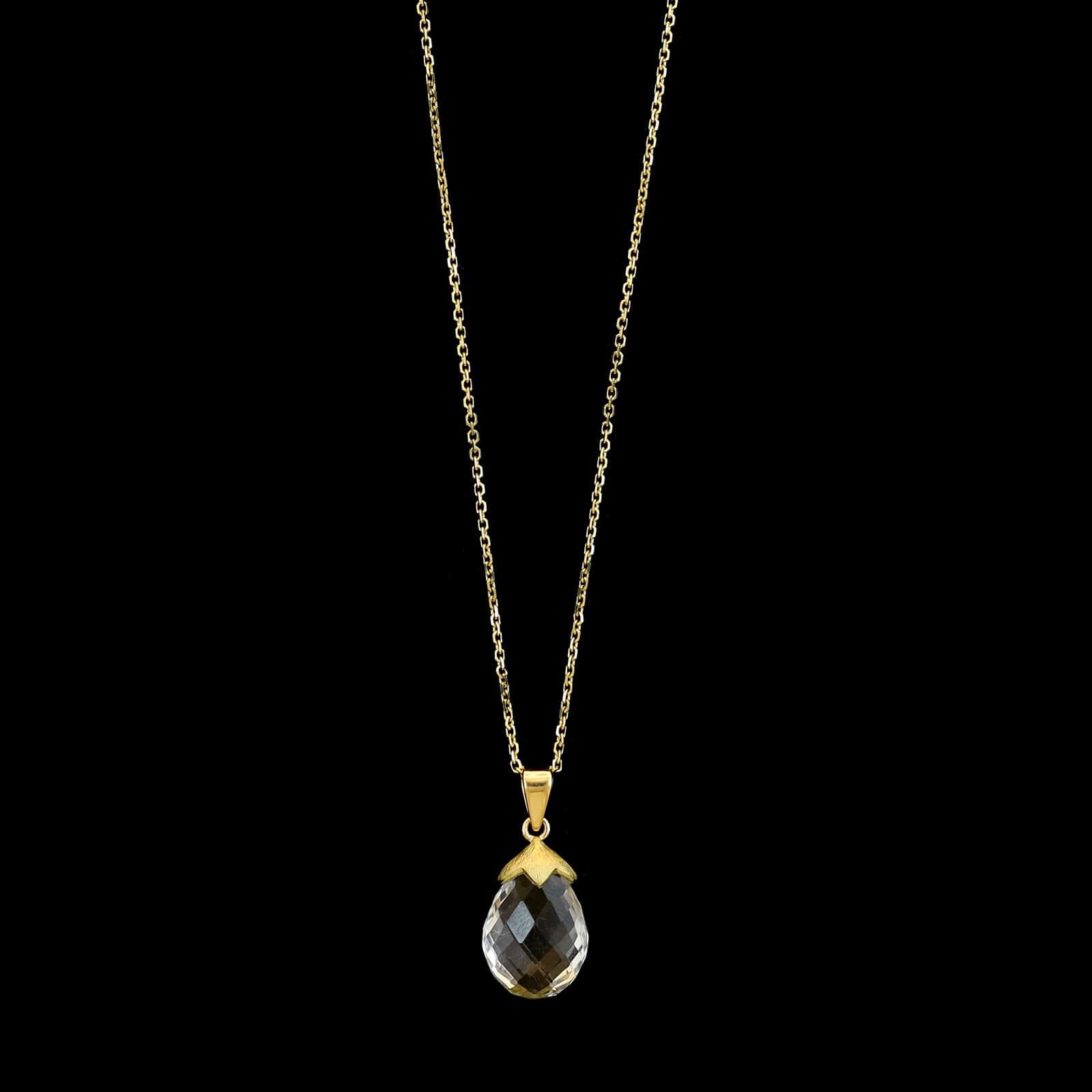 18K Yellow Gold Estate White Topaz and Diamond Pendant Necklace&nbsp; - Image 2
