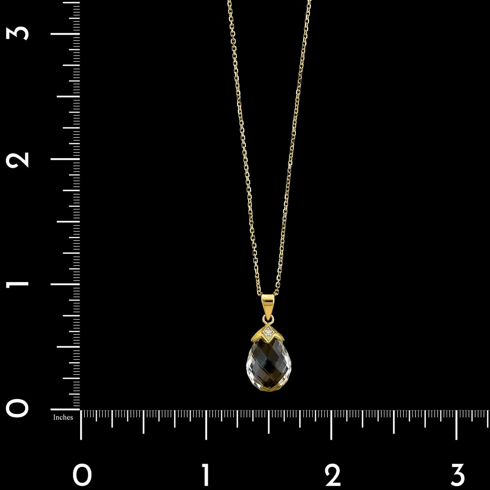 18K Yellow Gold Estate White Topaz and Diamond Pendant Necklace&nbsp; - Image 4